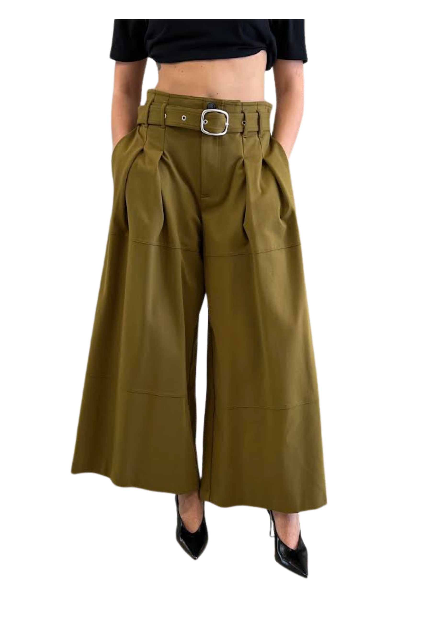Meimeij Women's Trousers Leg Wide In Green