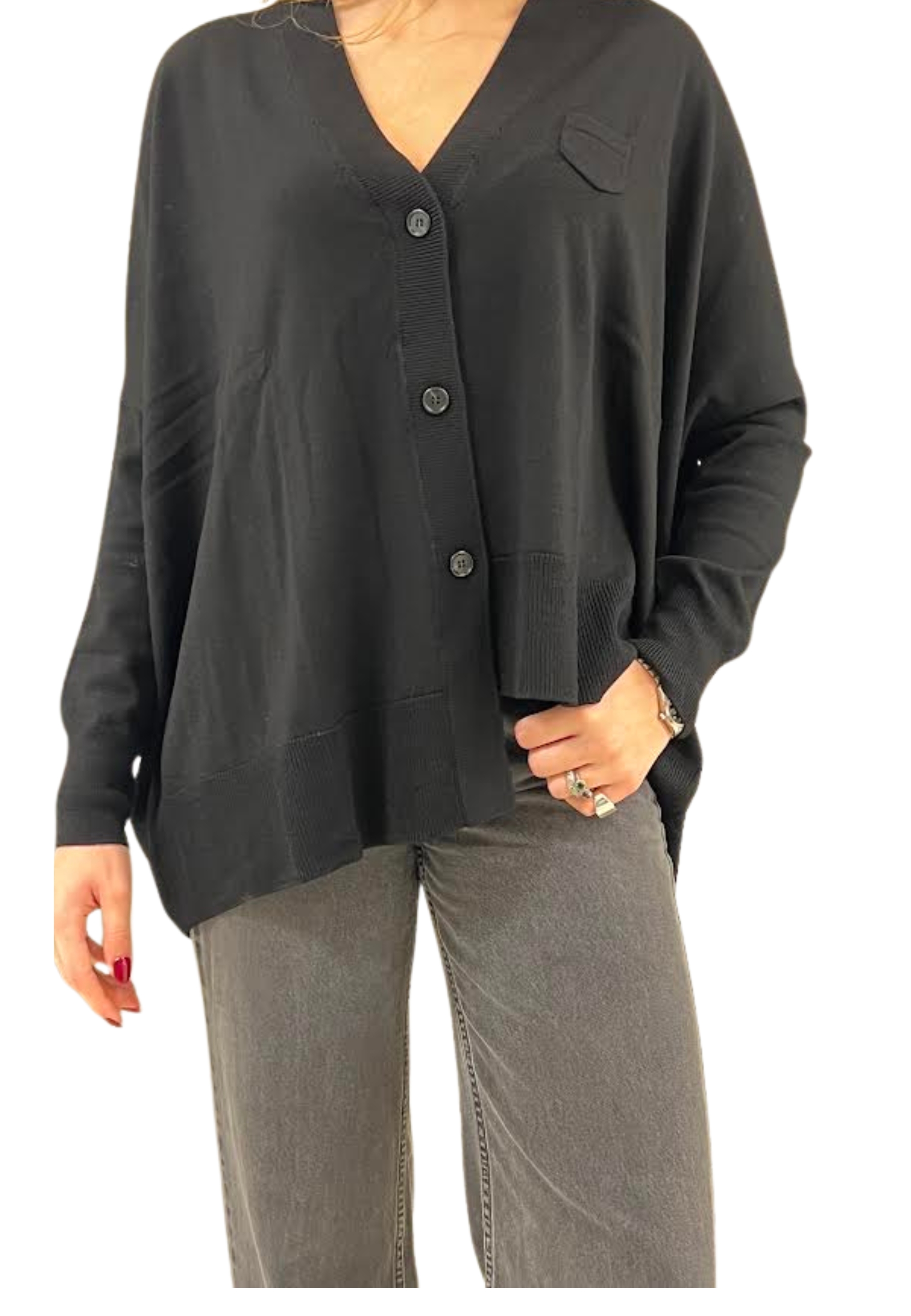Meimeij Cardigan Woman  Asymmetrical In Black