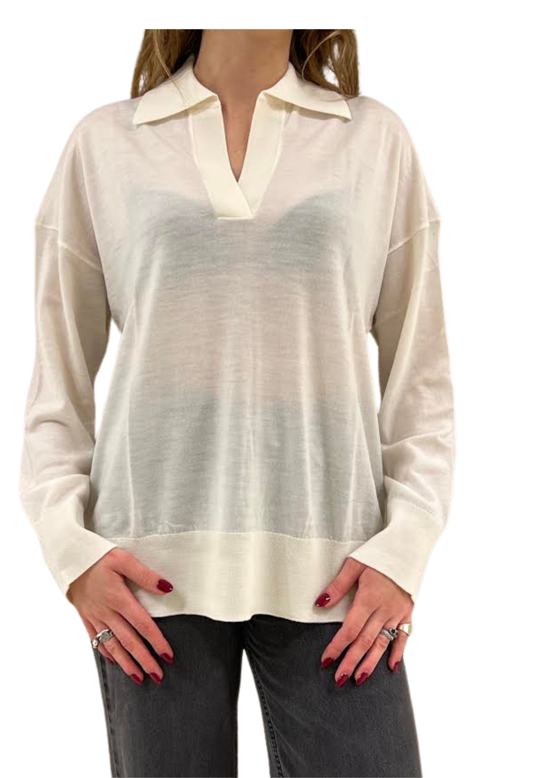 Women's knit Meimeij with classic neck