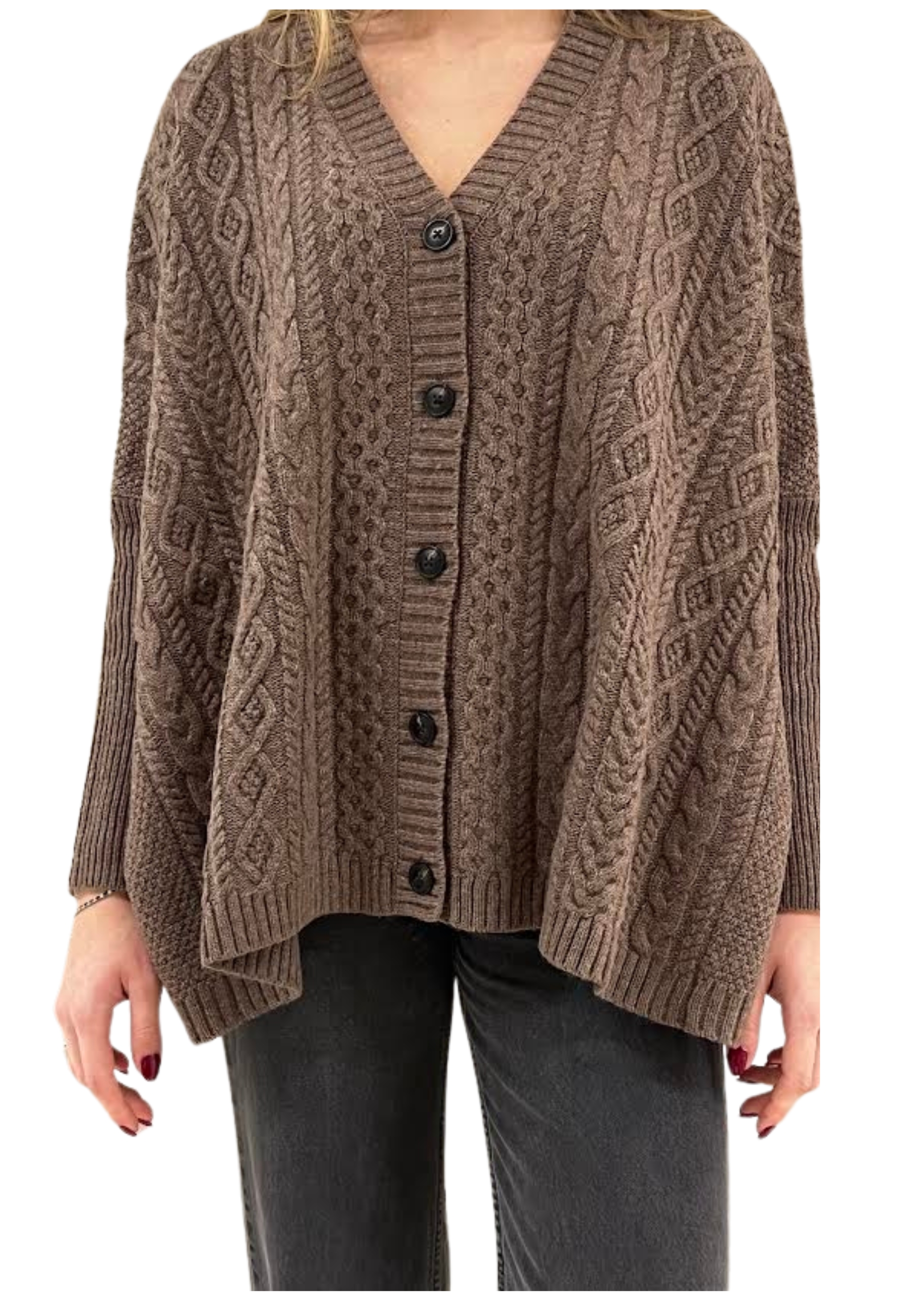 Cardigan Long Woman Meimeij A V neckline