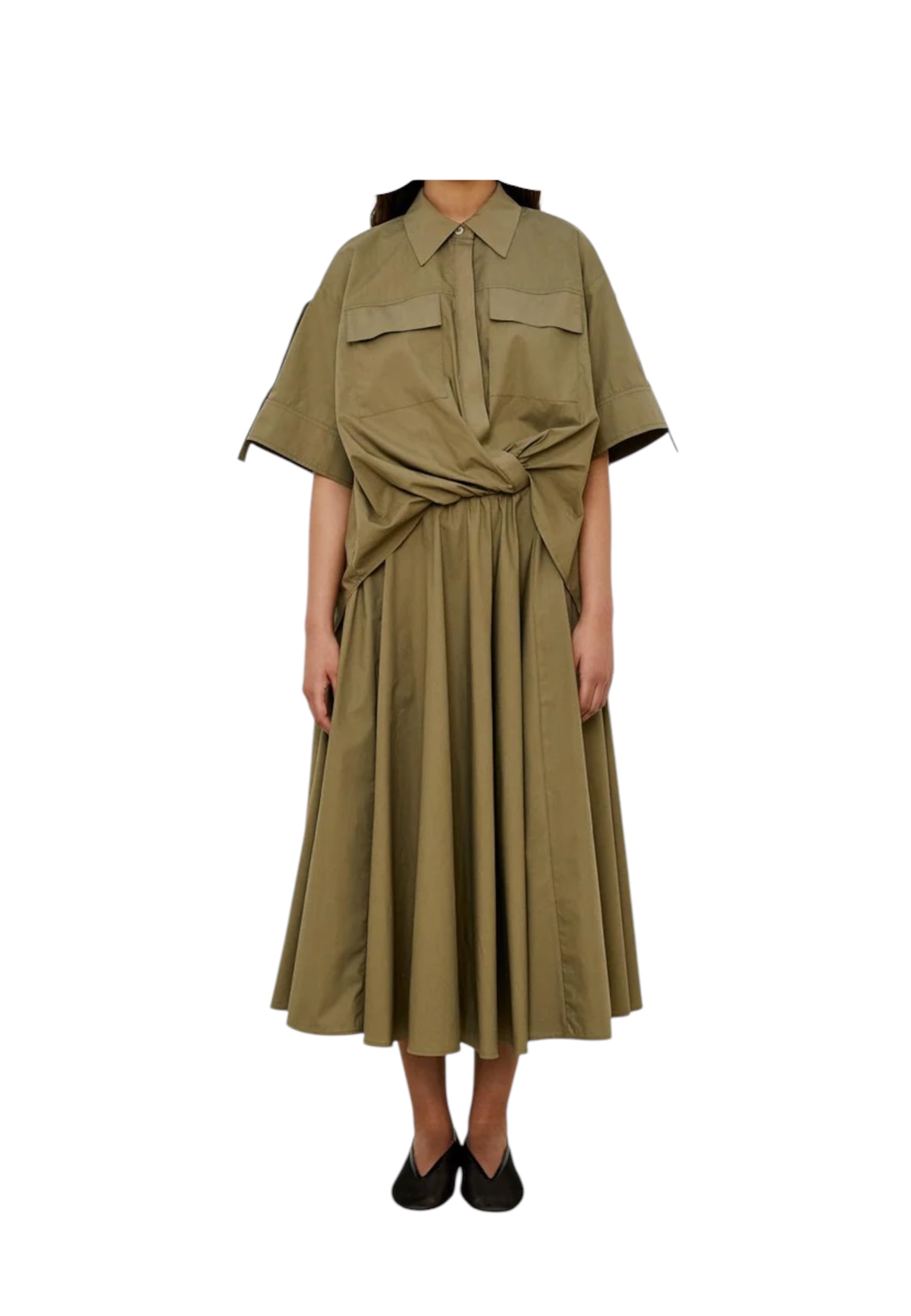 Meimeij Women's Half Sleeve Long Dress  With Elastic Waist