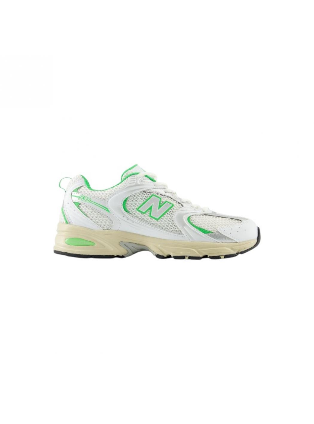 New Balance White & Green 530 Sneakers In White