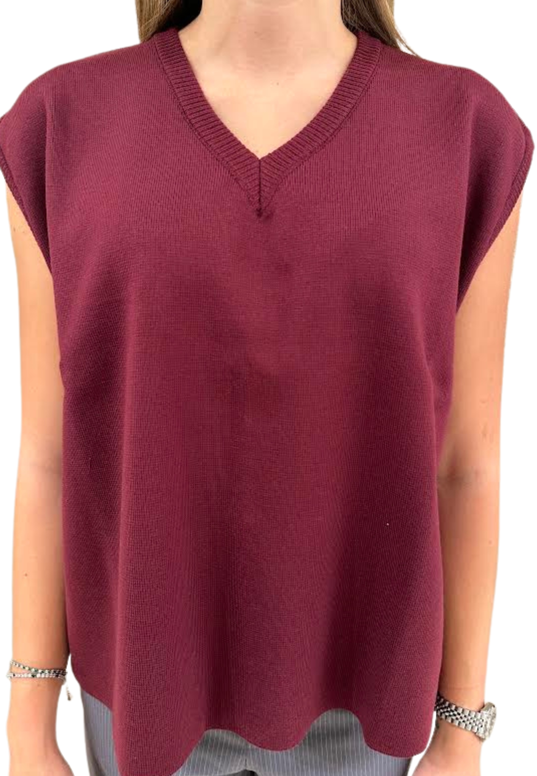 Marsēm Vest Crop Woman Marsem V-neck In Burgundy