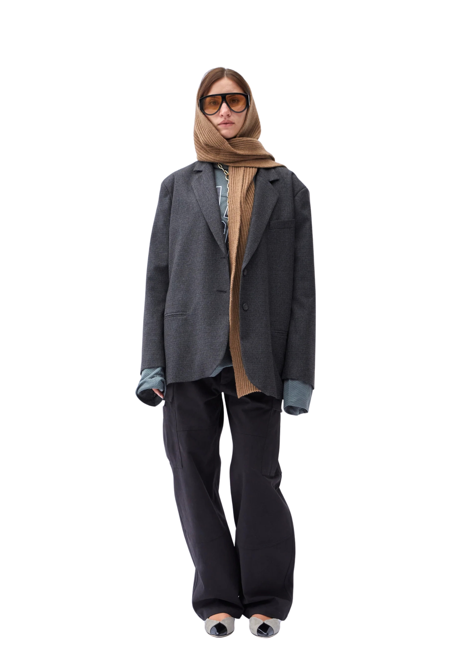 The M Women's Scarf  With Hood In Brown