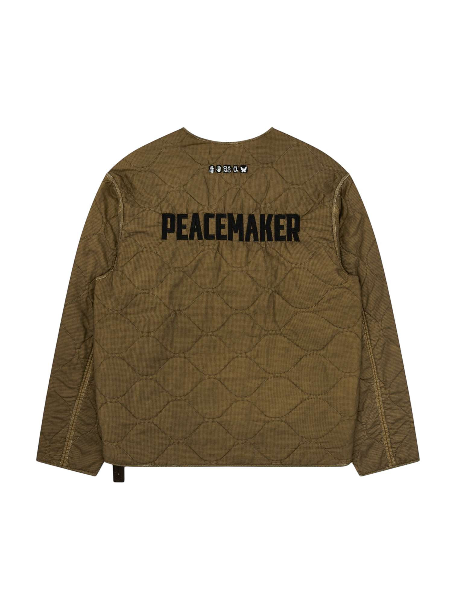 Vredestichter door Oamc Combat liner jacket gewatteerde jas met borduurwerk - beige