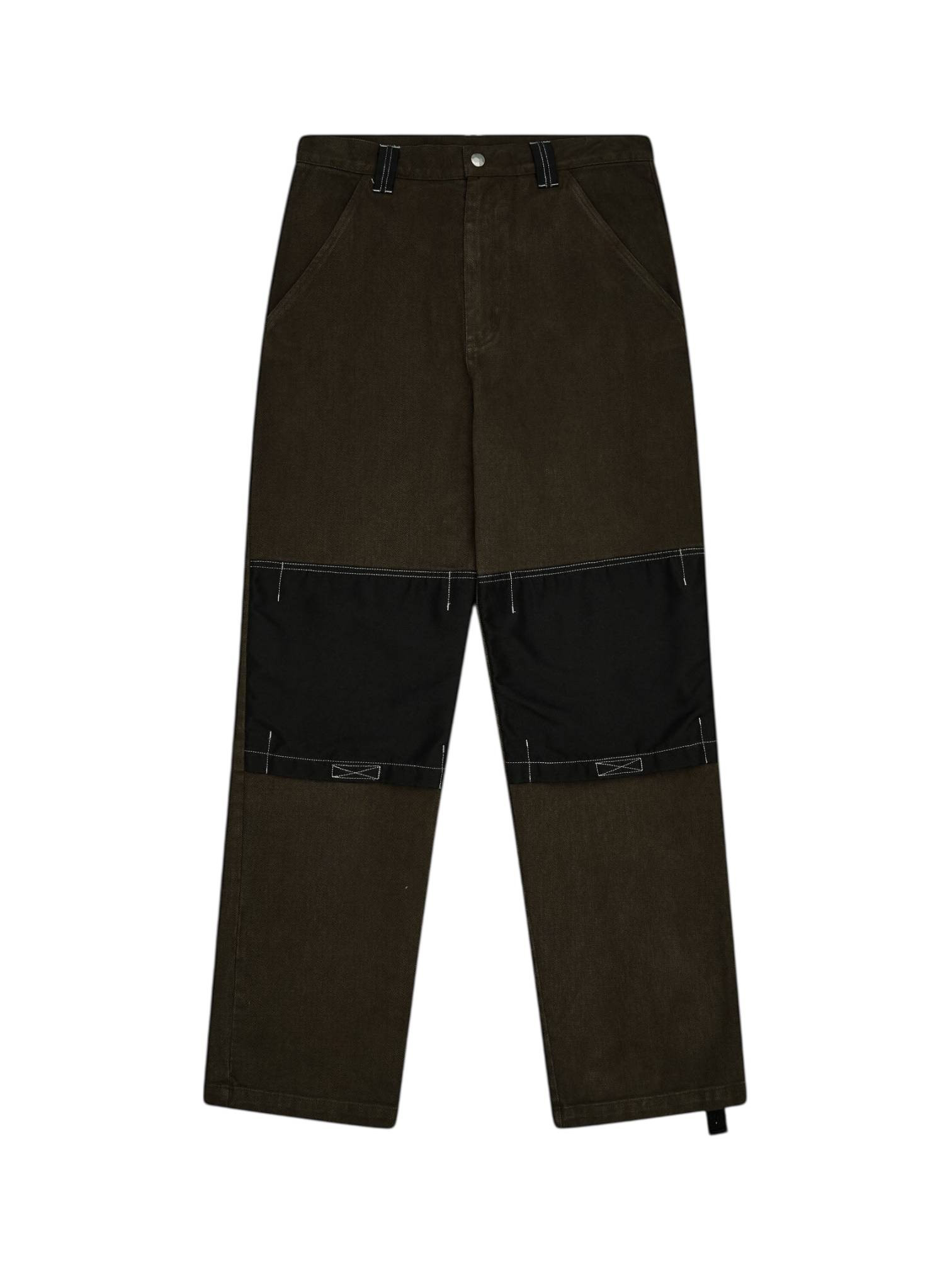 oamc Friedensstifter Oamc Workwear Hosenhose in starrer Leinwand - Militargrun,