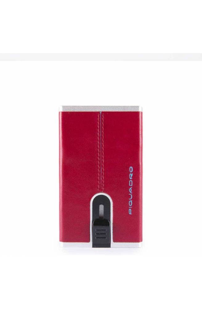 Portefeuille Piquadro Mur compact Bleu Carre Homme rouge - PP4891B2R-R