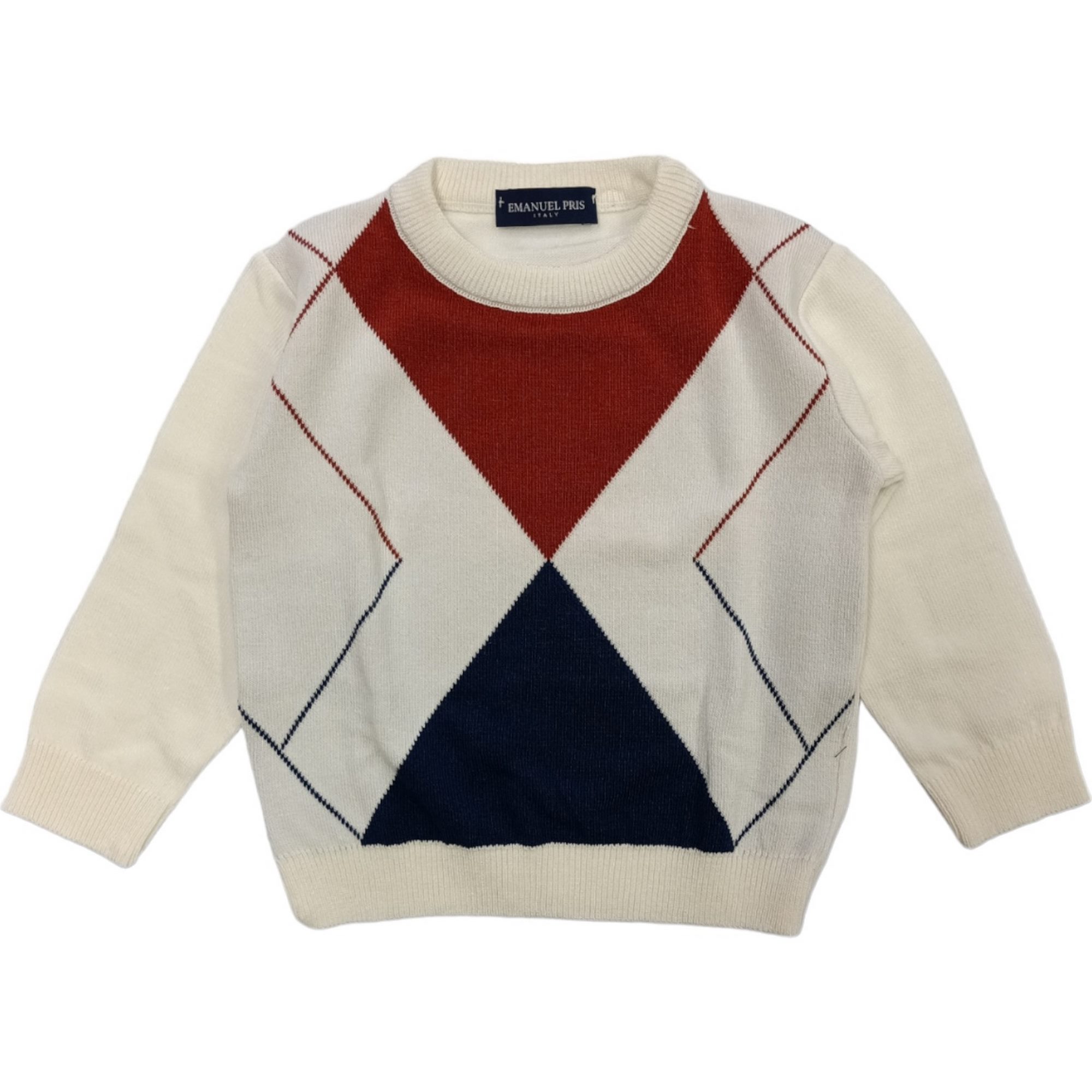 Emanuel Pris - Panna/rombi Sweater Emg7039pcn In White