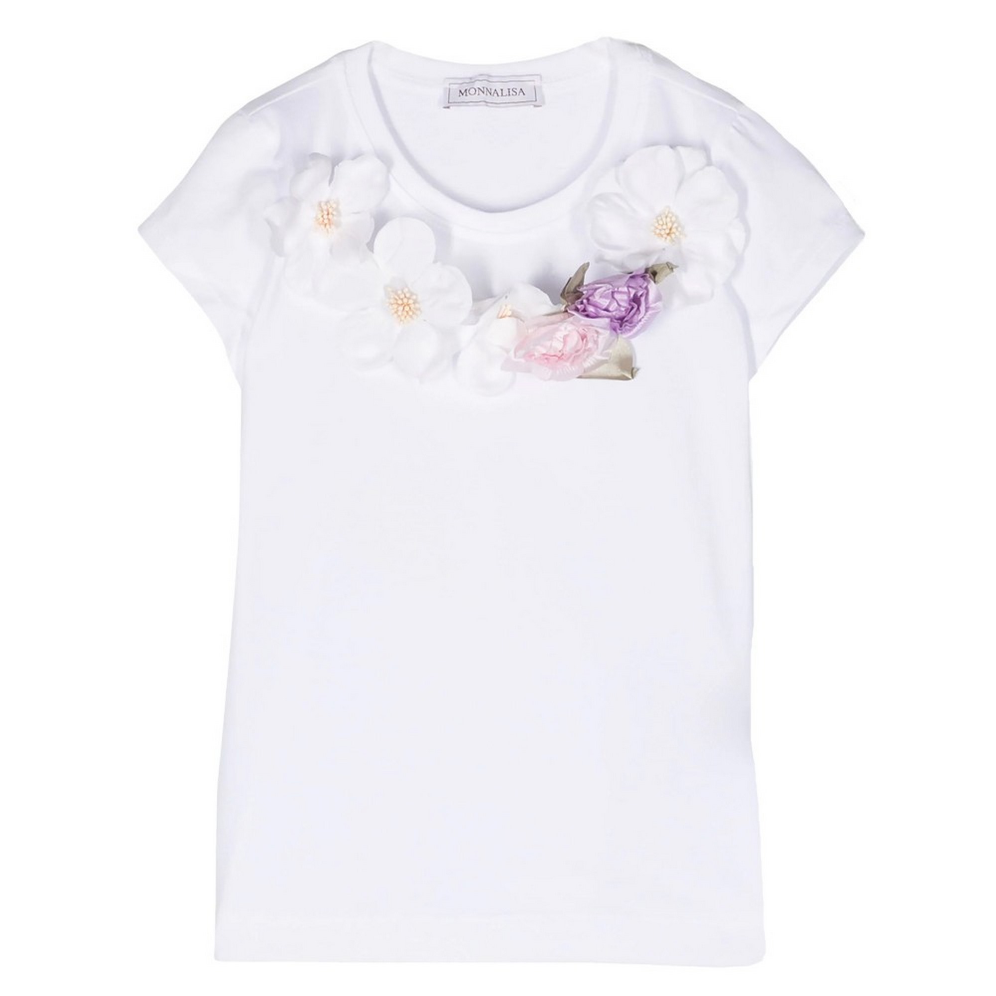 Monnalisa - T-shirt Bianca Fiori 0099 11C630 3201