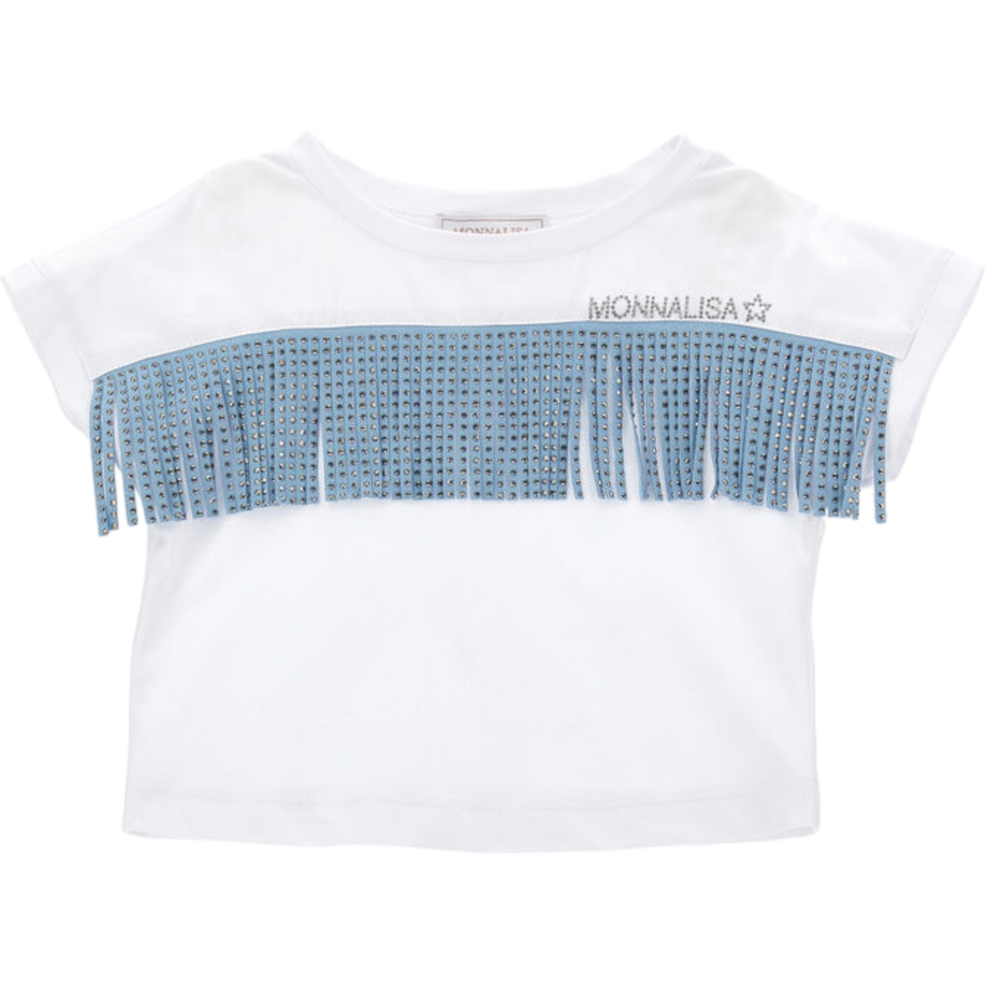 Monnalisa - T-shirt Frange Bia celeste 9958 11C604 3206