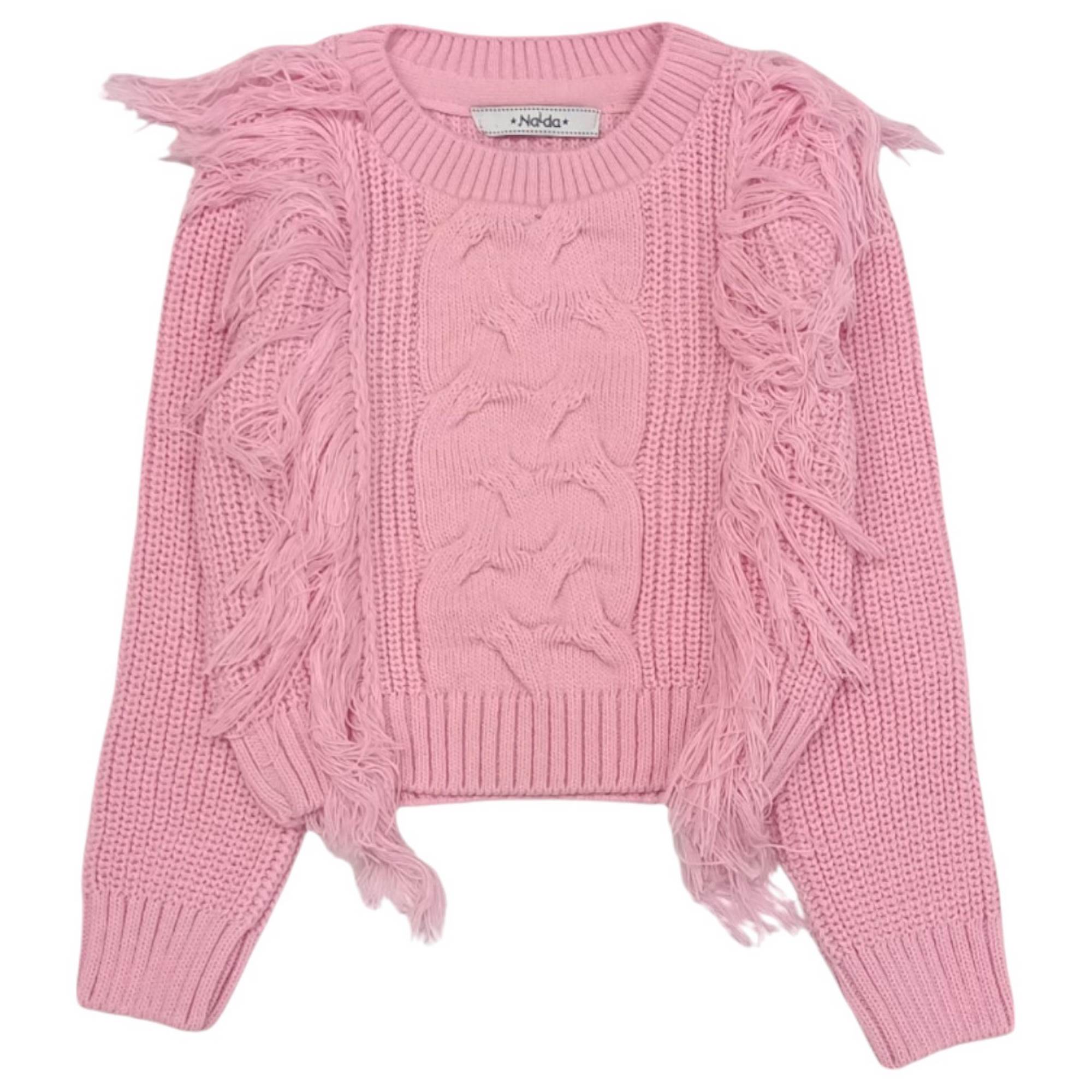 Naìda Naida - Fuxia Trecce And Frange Nama320 Sweater In Pink