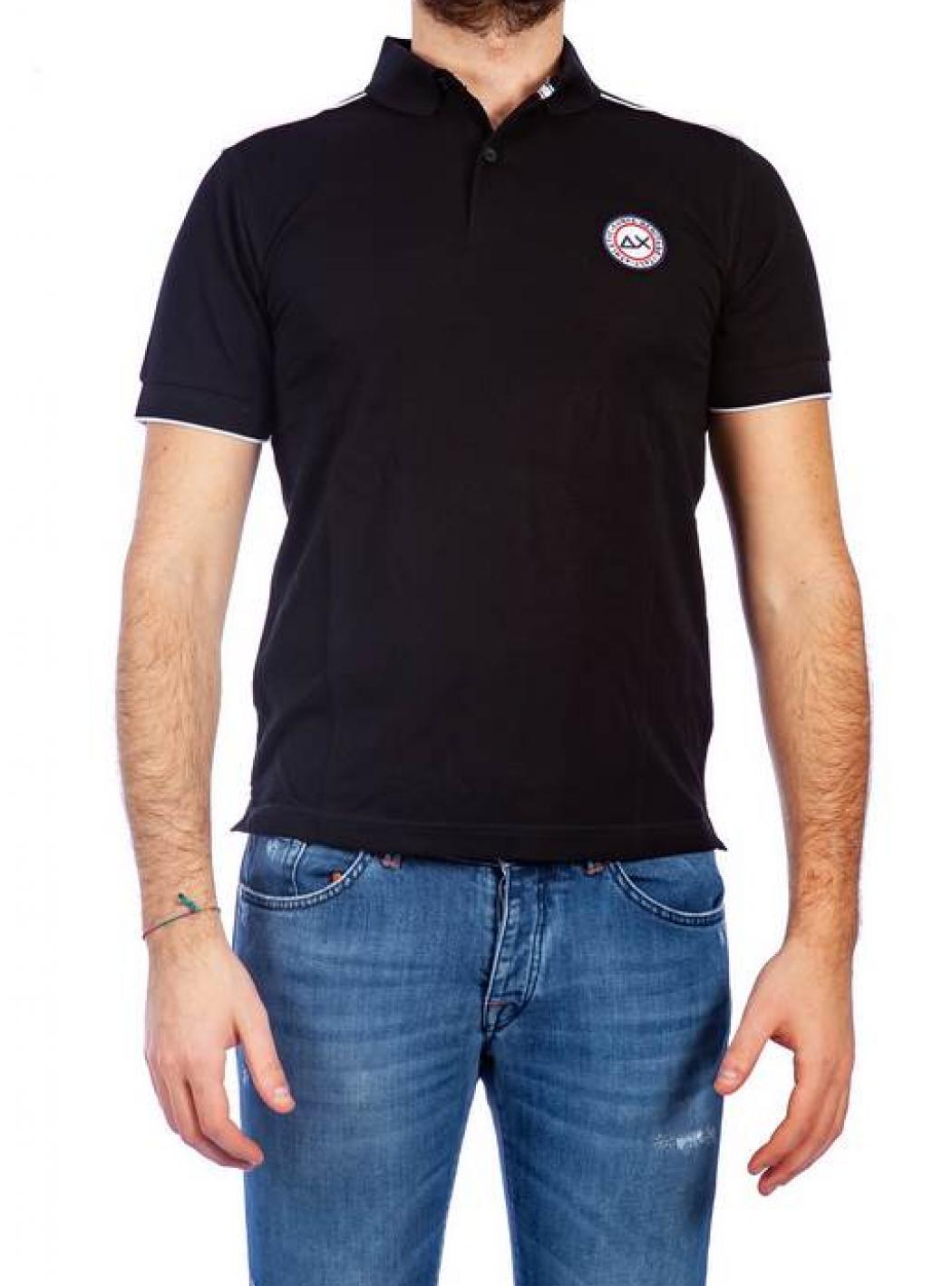 Sun68 - Polo Piping On the Shoulder A19115 11 NERO