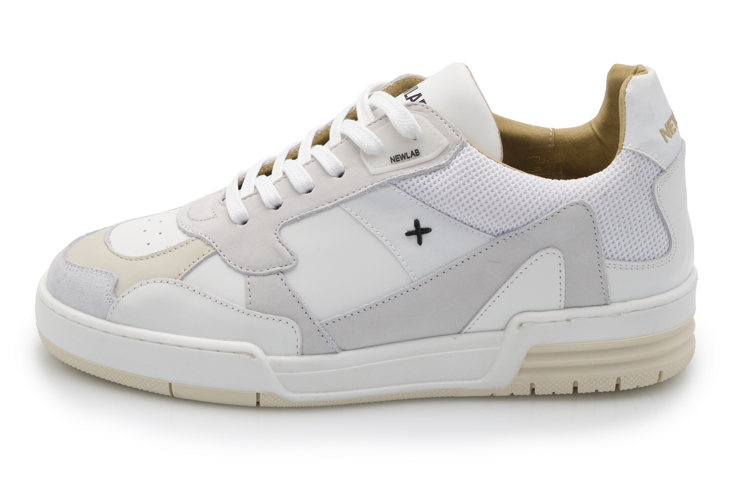 Newlab - White Leather And White Nubuck BASKET/I01 WHITE sneaker