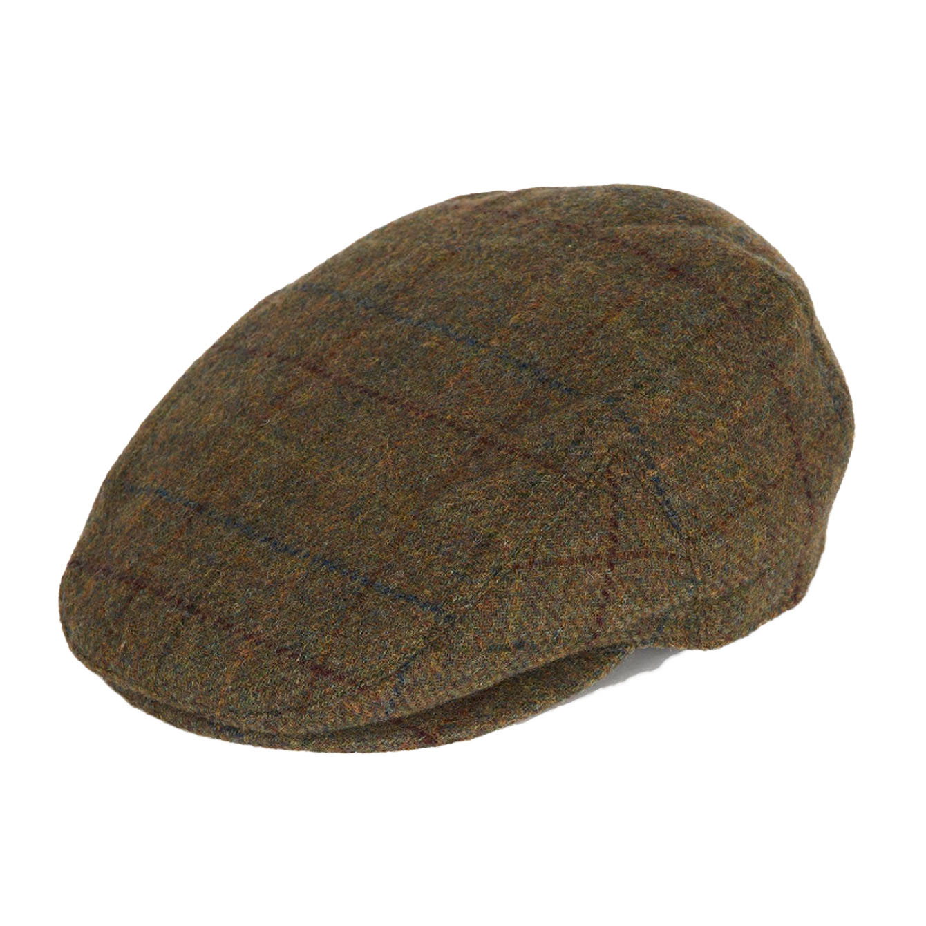 Barbour - Cairn Flat Cap Ol34 Olive Blue Red Mha0706 In Gray