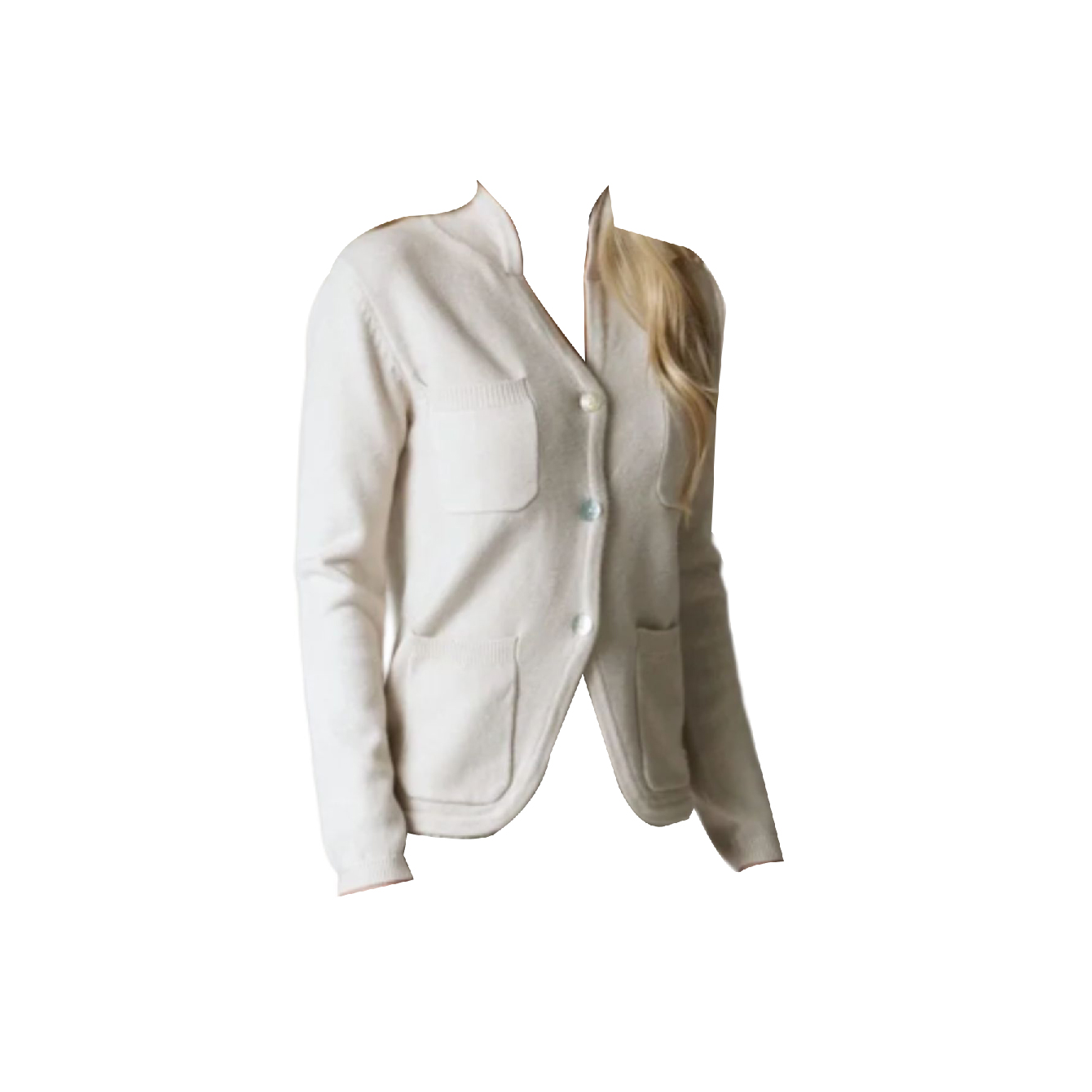 White Wise - Cardigan With Beige Pockets 18144 In Neutral