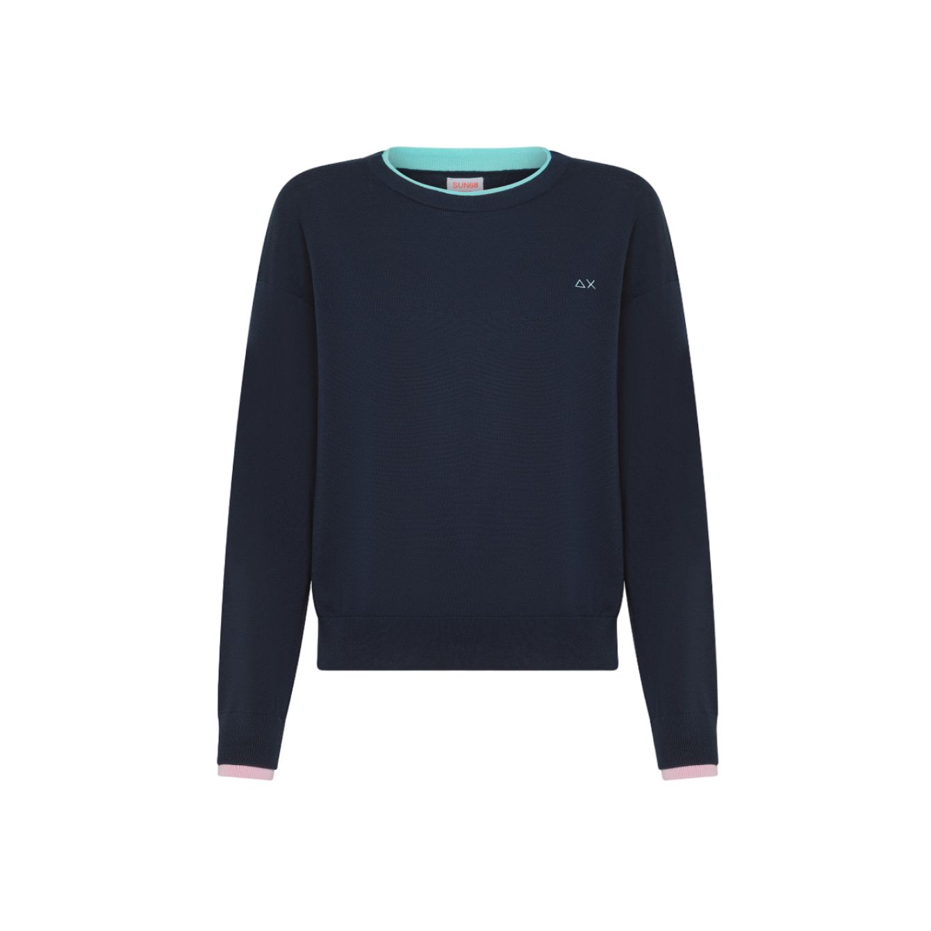 Sun 68 Sun68 - Double Rib Navy Blue Sweater K34211 In Multi