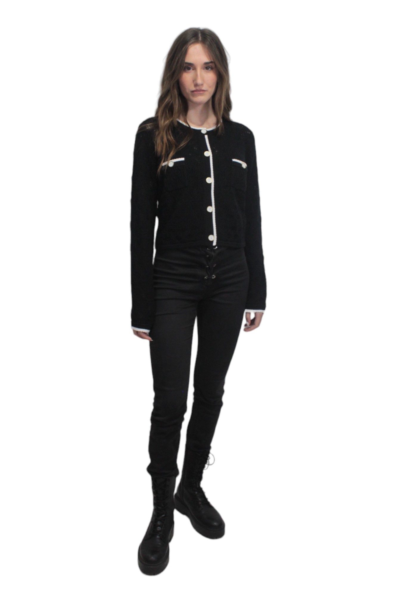 Twinset - 11546 Cardigan Black/star White 241lb3fcc In Black