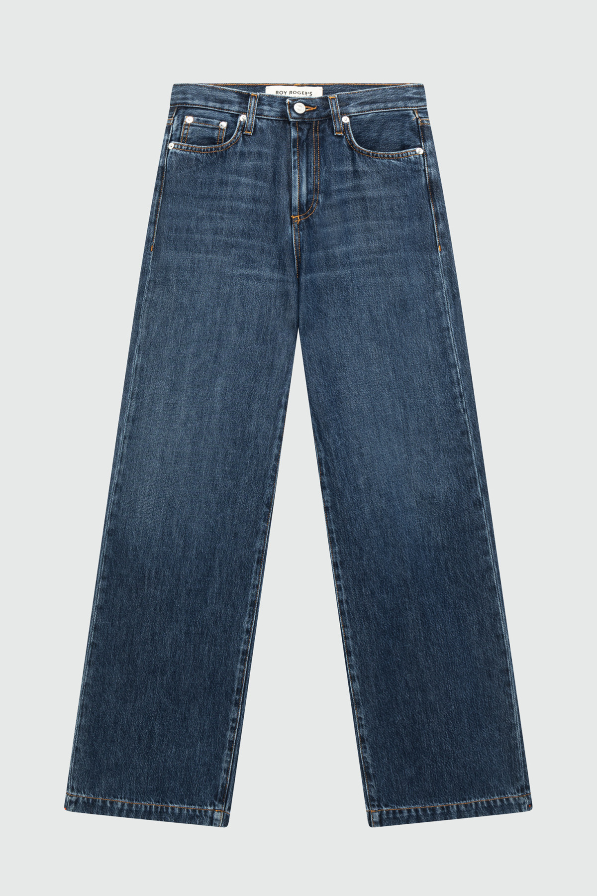 Roy Rogers Flattering Flare Fit Denim Jeans With Belt Loops And Logo Button Closure In Blue