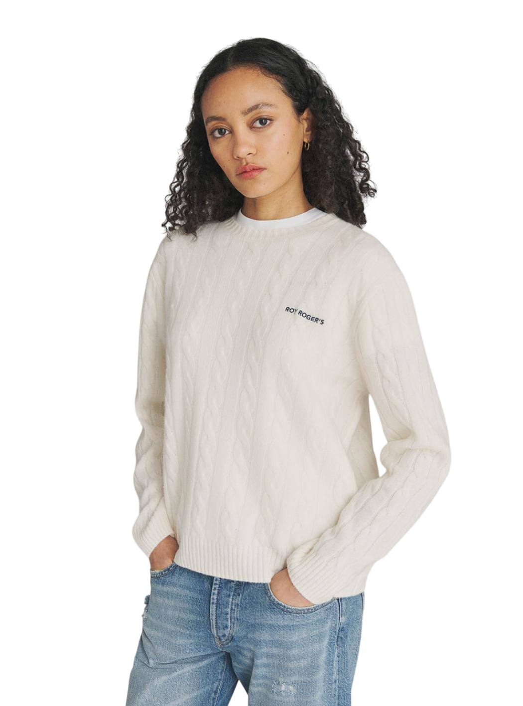 Roy Rogers Roy Roger's Women's Pullover Cable Sweater In Wool And Cashmere Rnd90223cn97xxxx C0069 In Gray