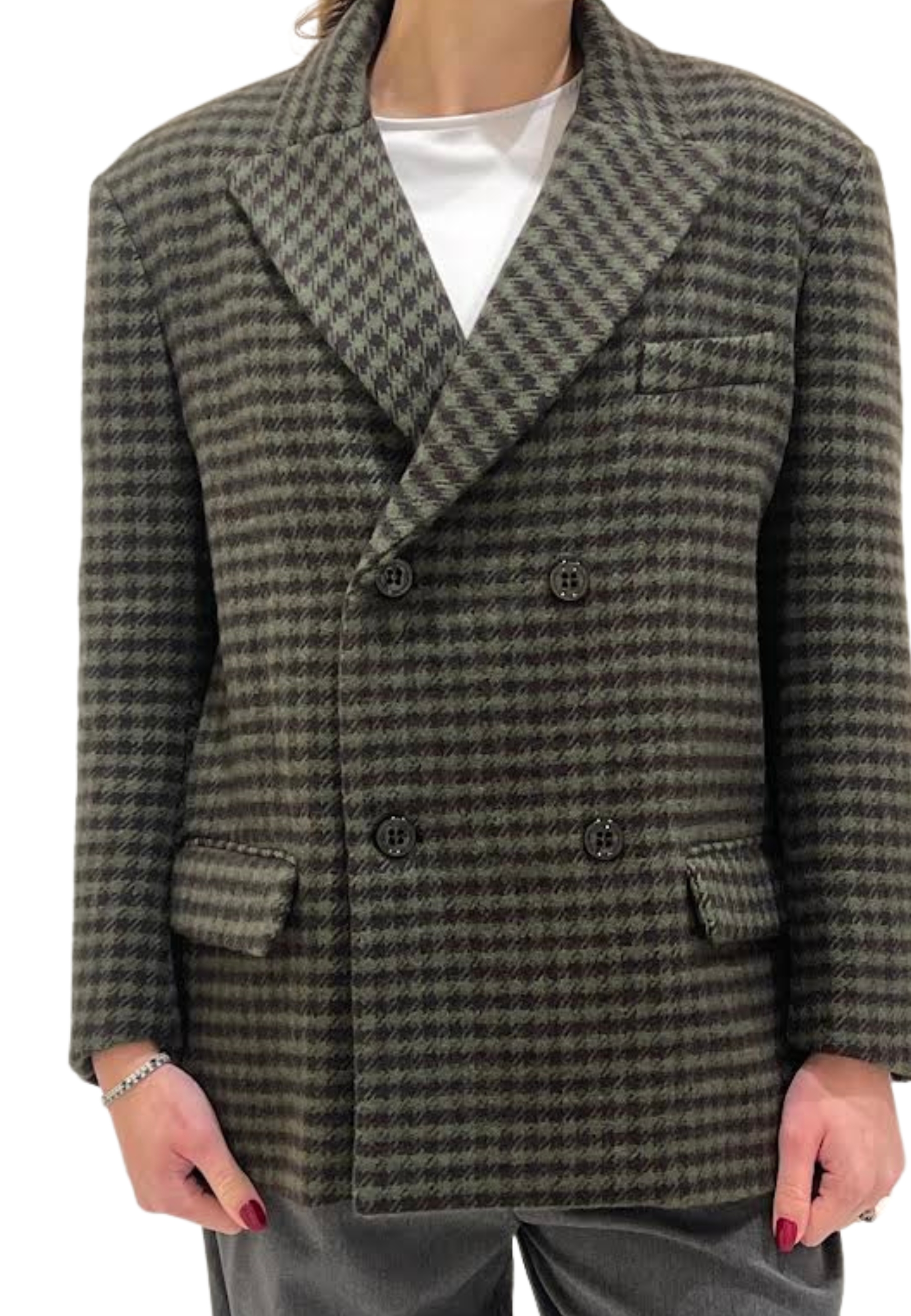 The M Blazer Over Woman  A Qaudri In Green