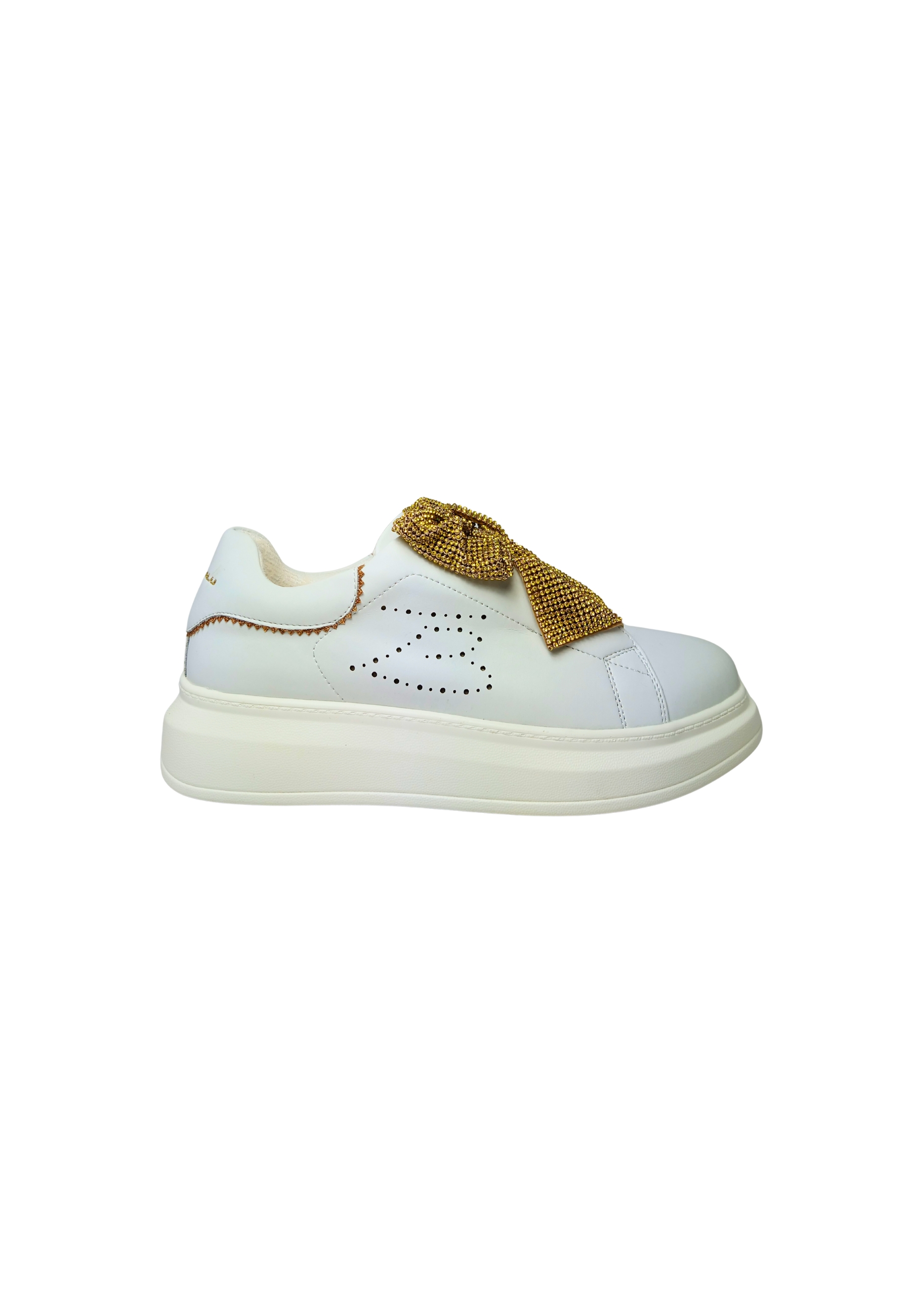 Tosca Blu Women's Shoes  Aloe Sneakers With Golden Bow Application In White