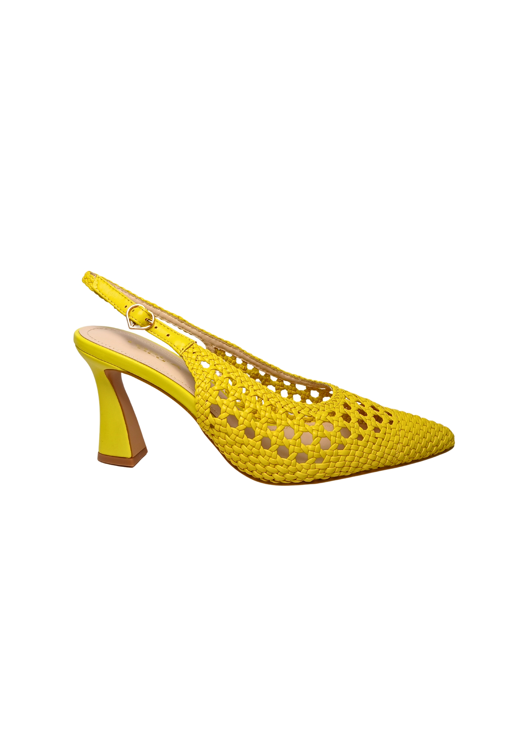 Tosca Blu Women's Shoes  Erica Sander With Heel, Chanel Model In Woven Leather, Closure With Ankle St In Yellow