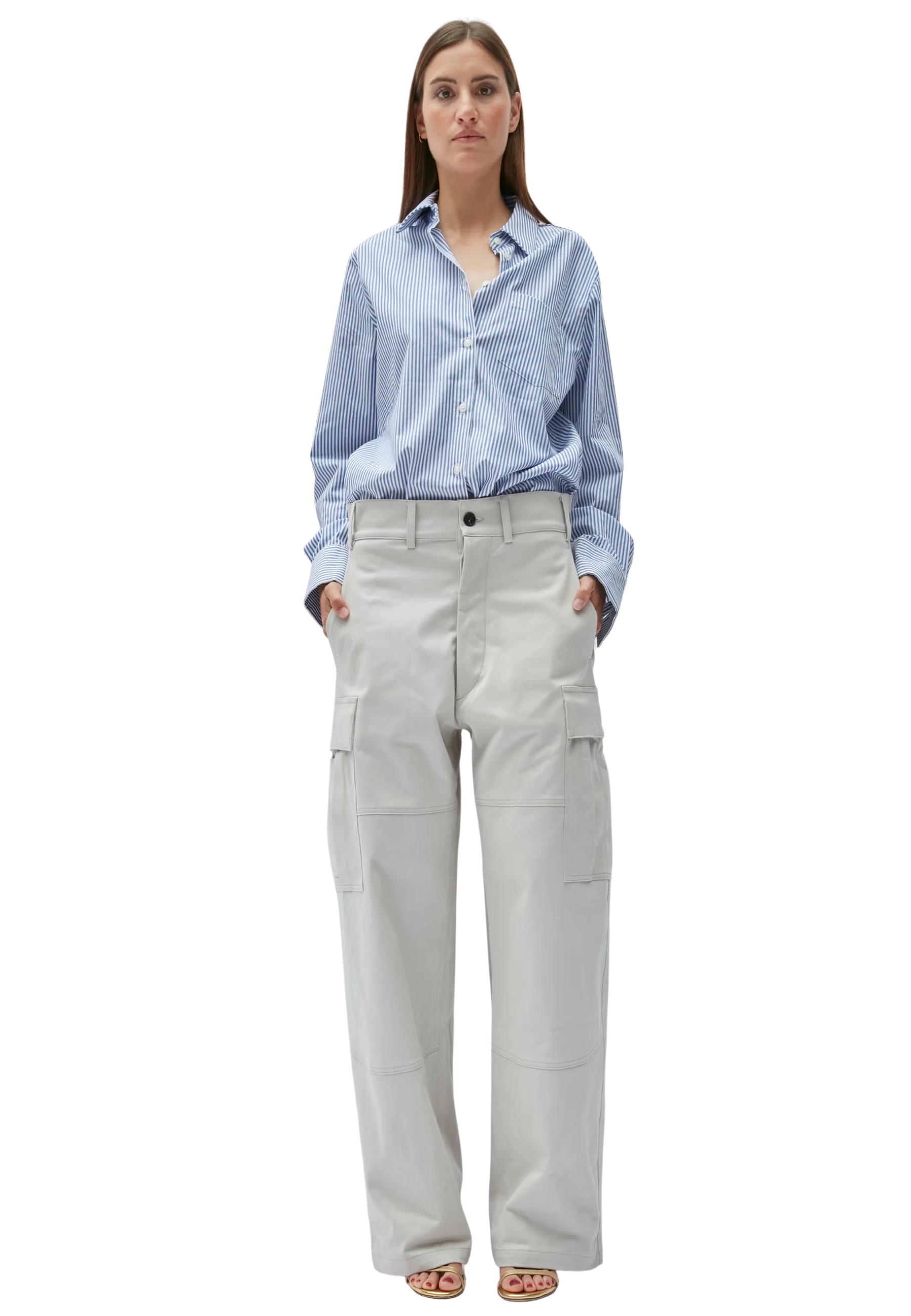 The M Women's Trousers  Side Pockets In Gray