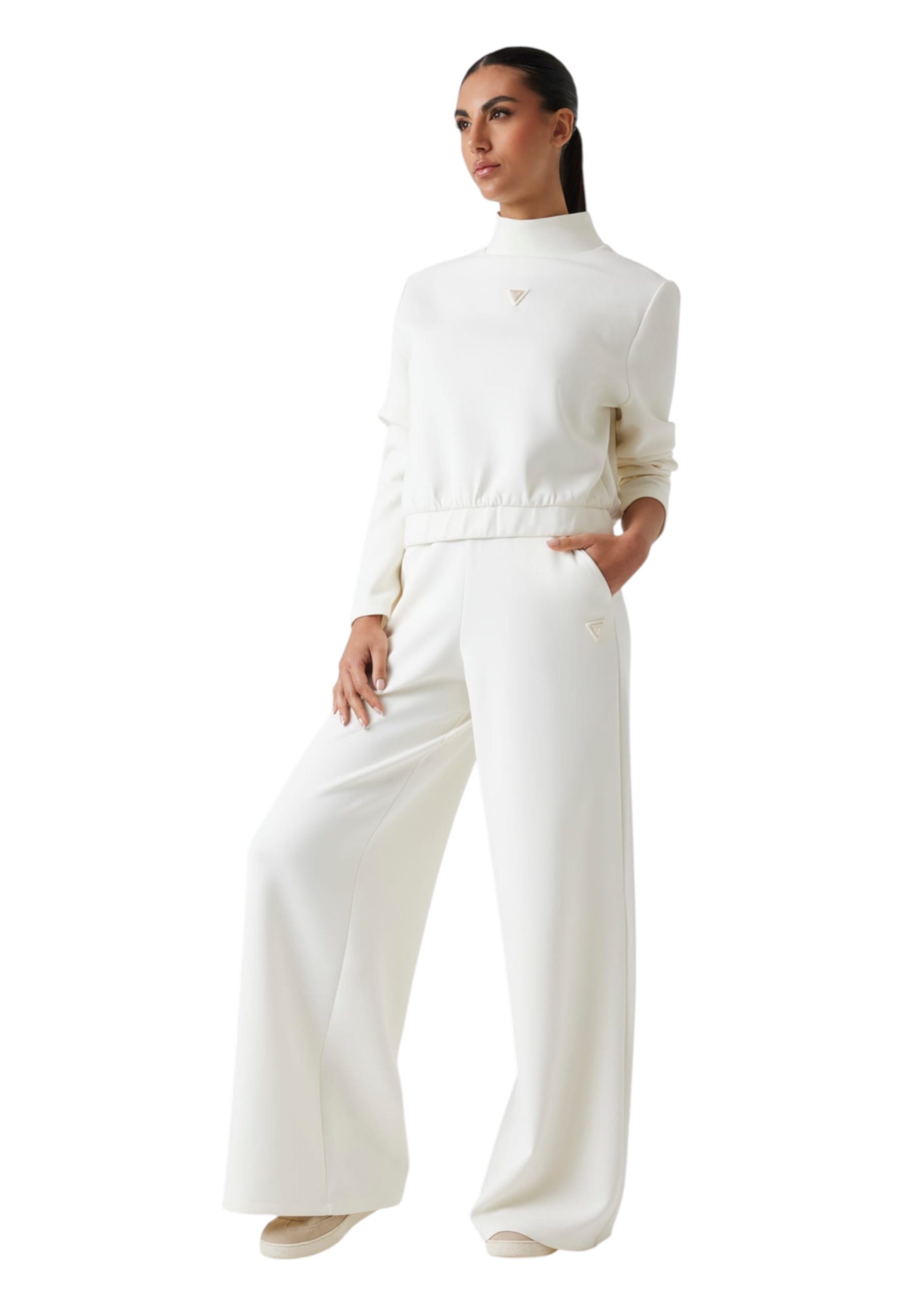 Guess-activewear Women's High Neck Sweatshirt Guess Activewear In White