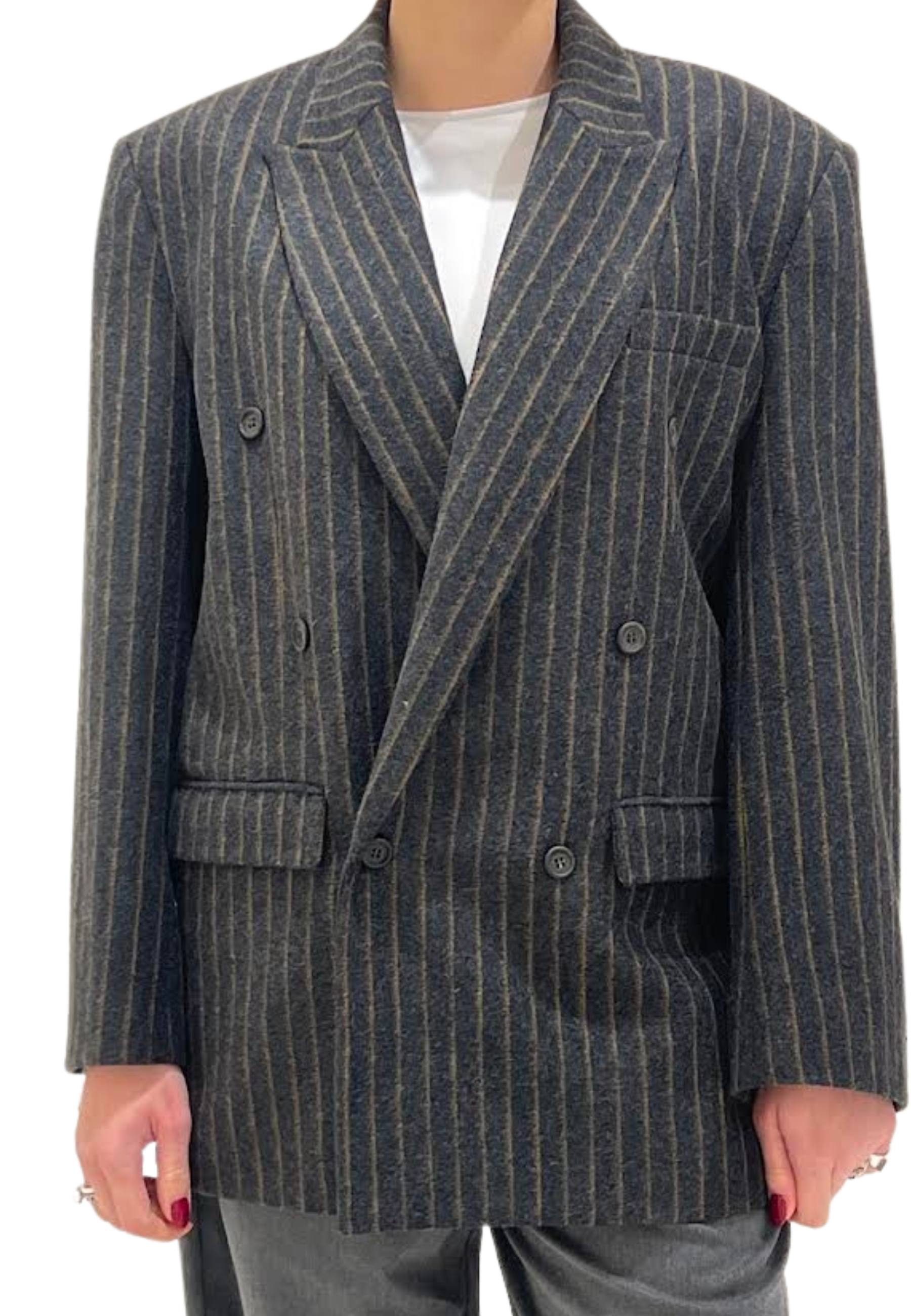 The M Blazer Over Woman Striped In Black