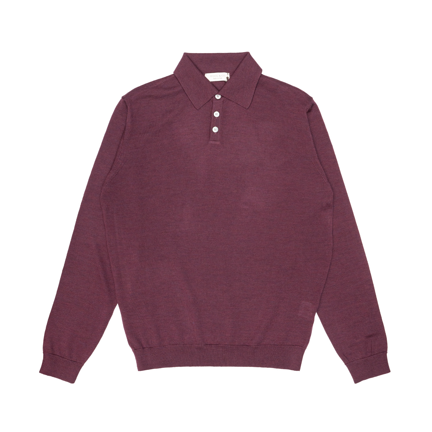 Hombres Wool & Co Maglia 3 Bot. Calata Bordeaux