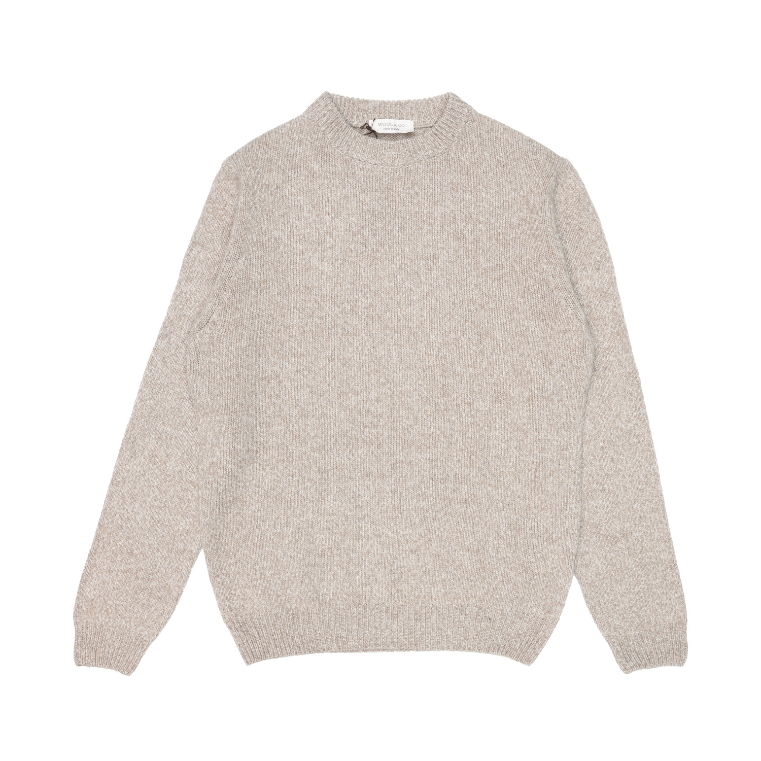 Maglia Uomo Wool & Co Girocollo Moulinè Beige 
