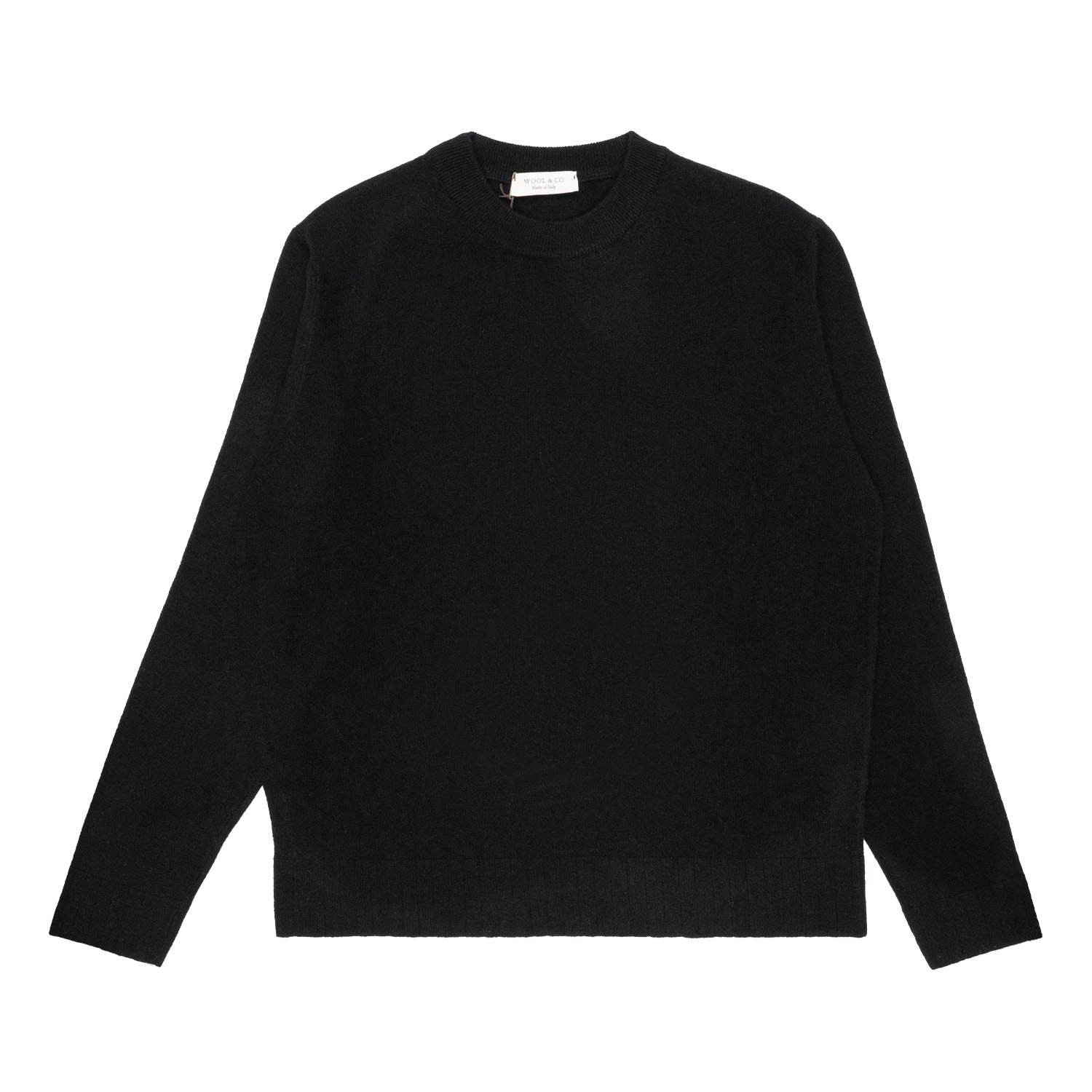 Maglia Uomo Wool & Co Girocollo Costa Piatta Black 