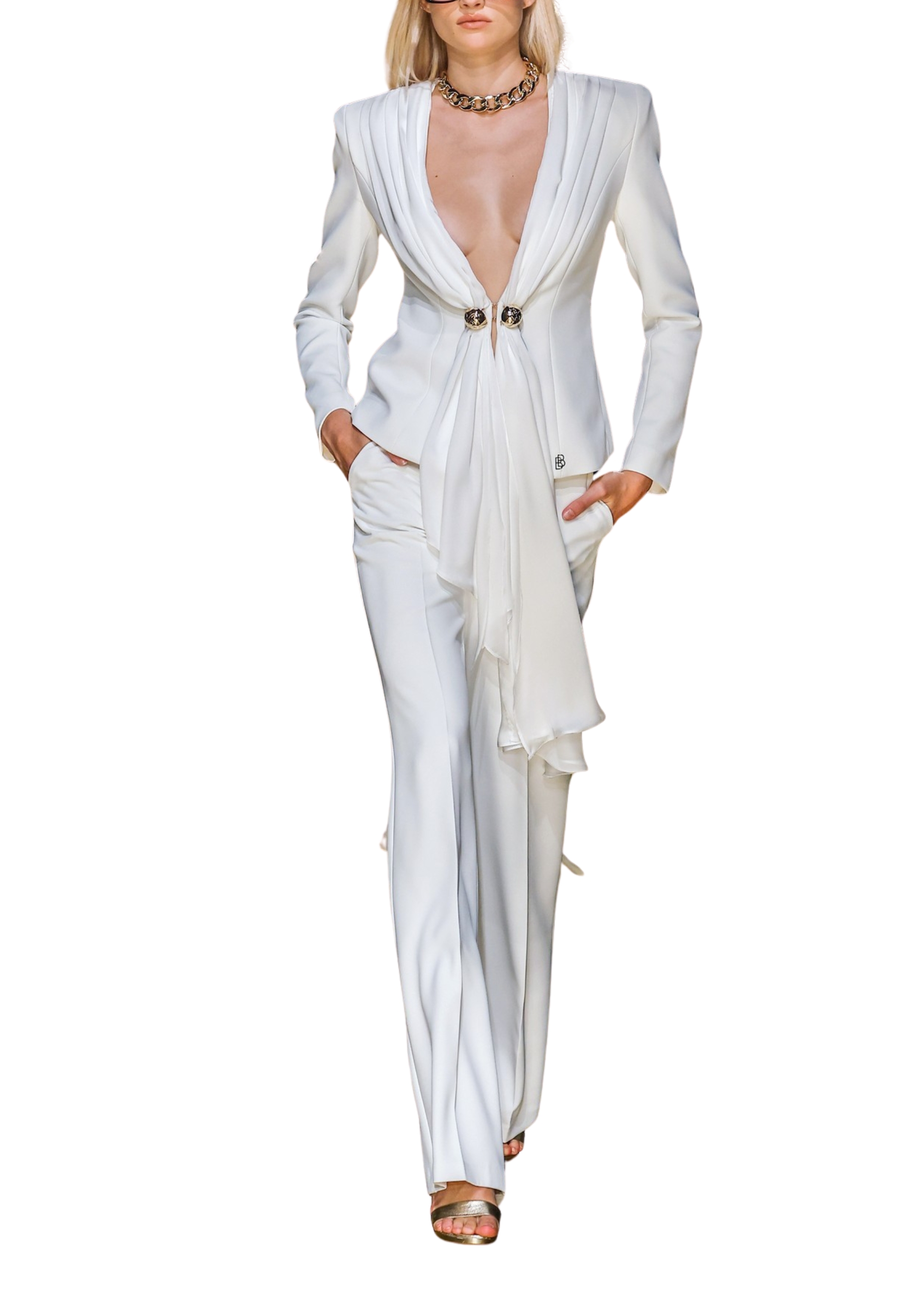 Women's trousers Babylon with shifon belt