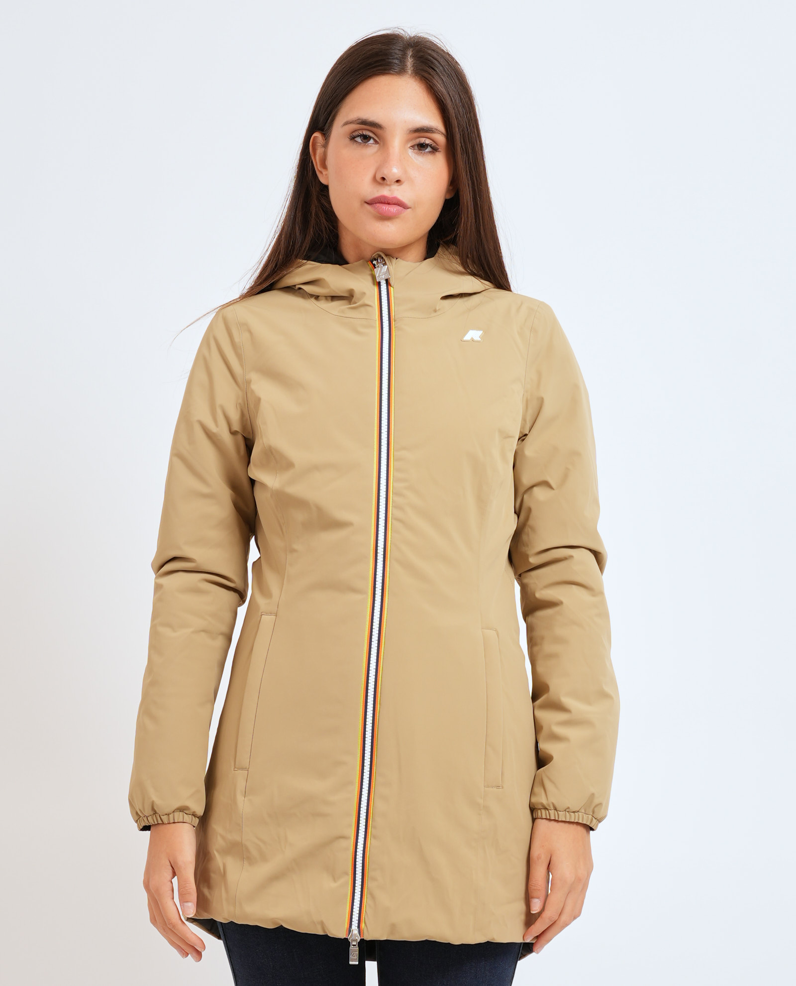 K-way Coats In Beige/nero Chari
