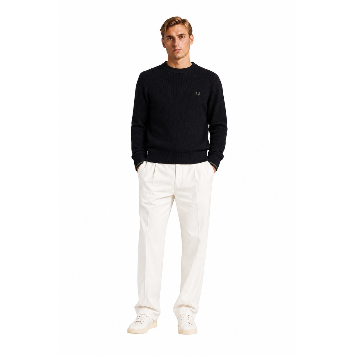 Fred Perry Waffle Stitch Jumper Black