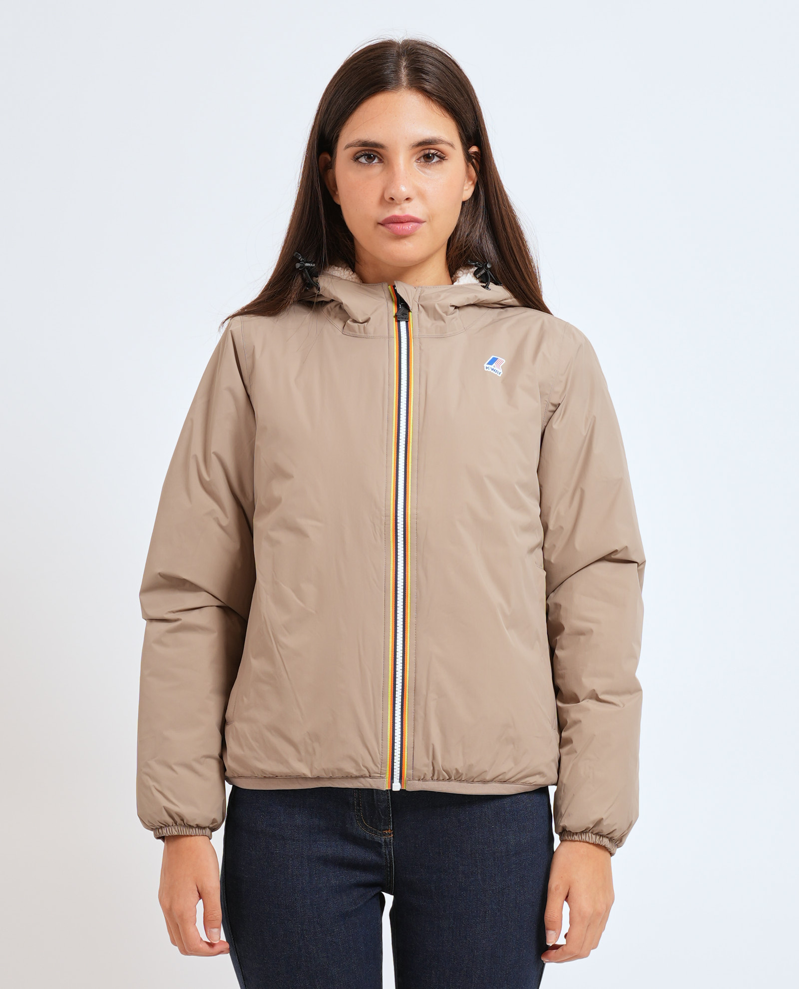 K-way Coats In Beige Chari