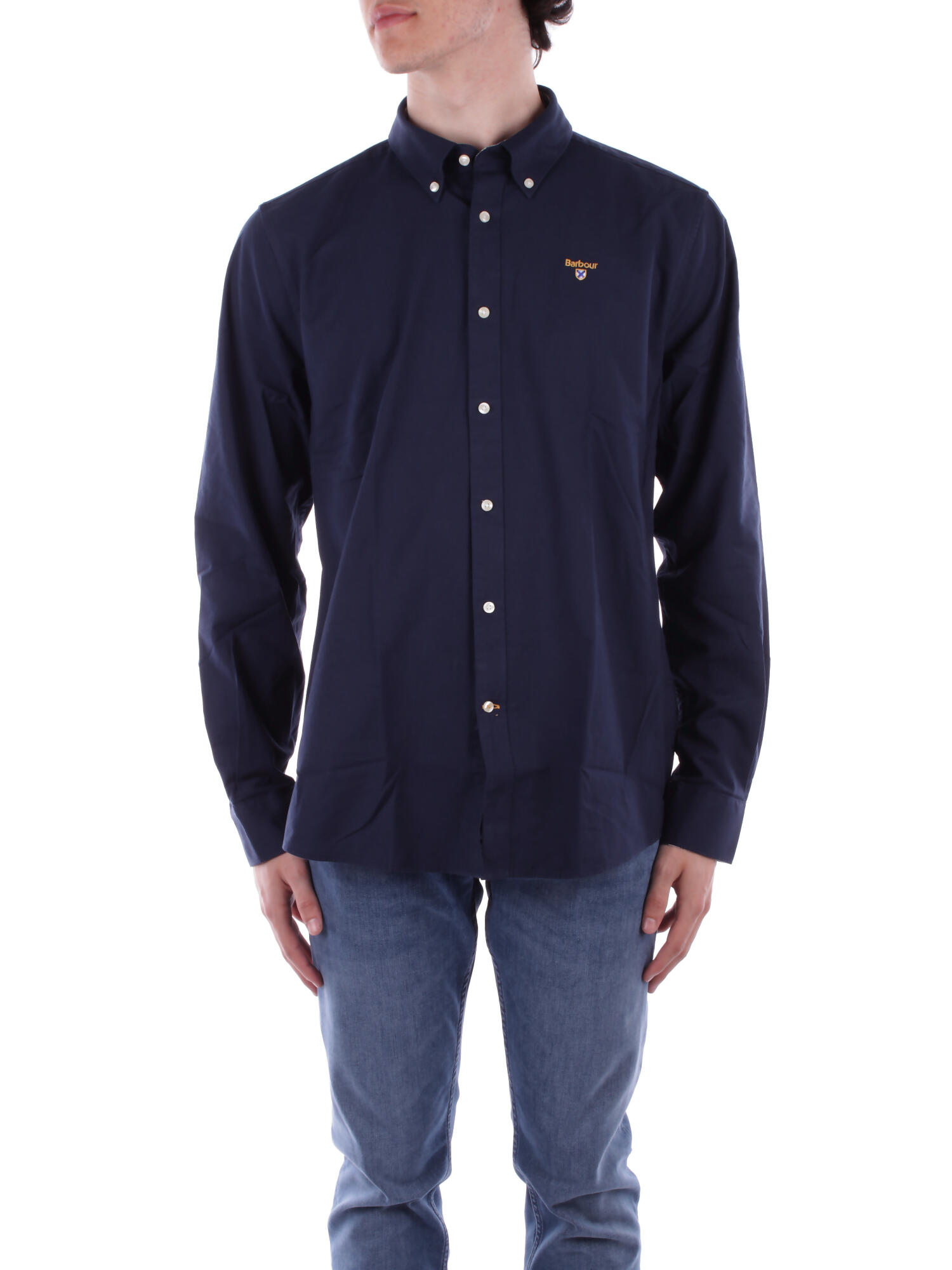 Barbour Man Shirt Navy Size S Cotton, Elastane In Blu Blu E Verdi