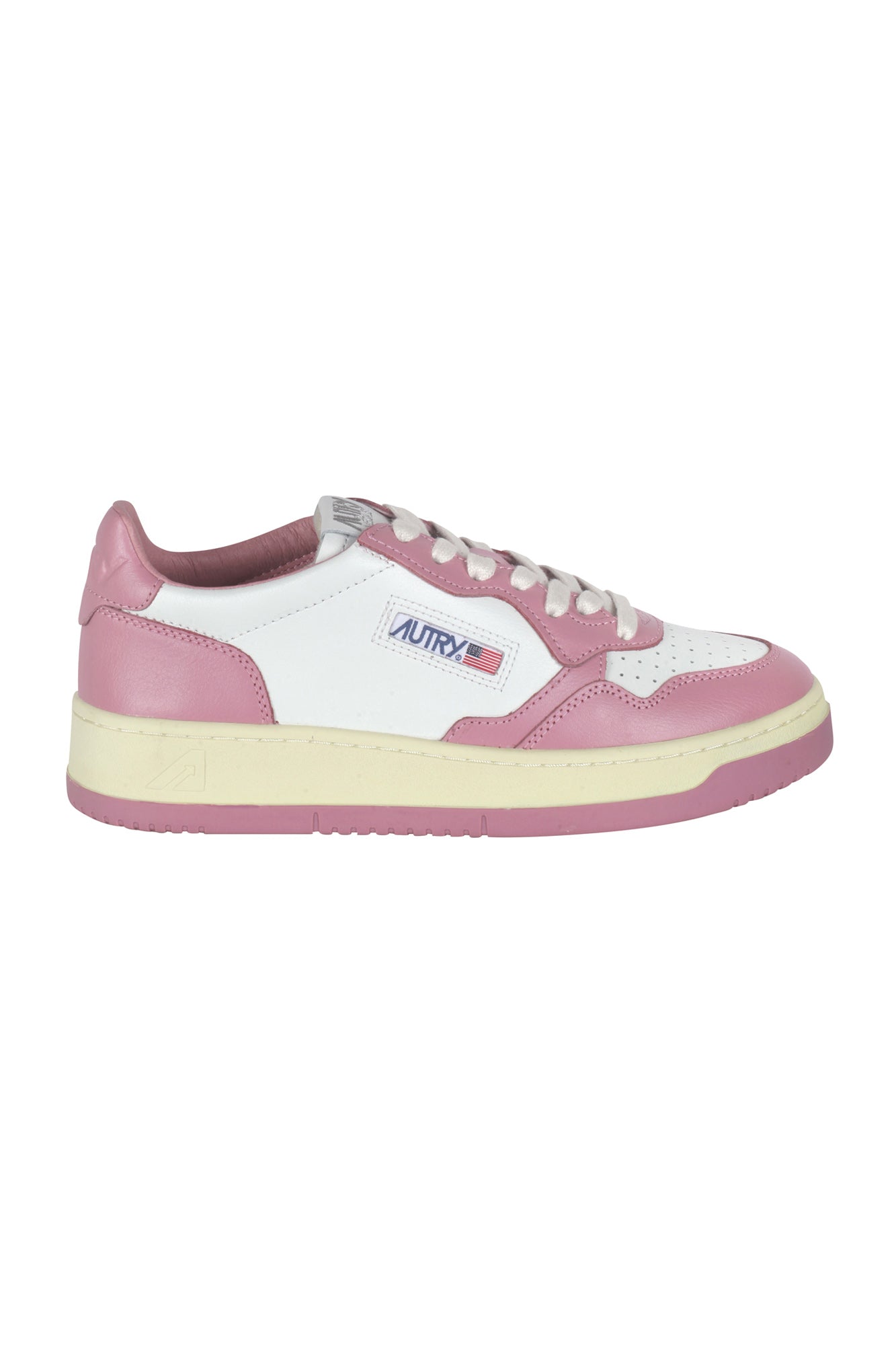 Autry Medalist Low Sneakers Bicolor In White And Polignac Leather Shoes In Pink