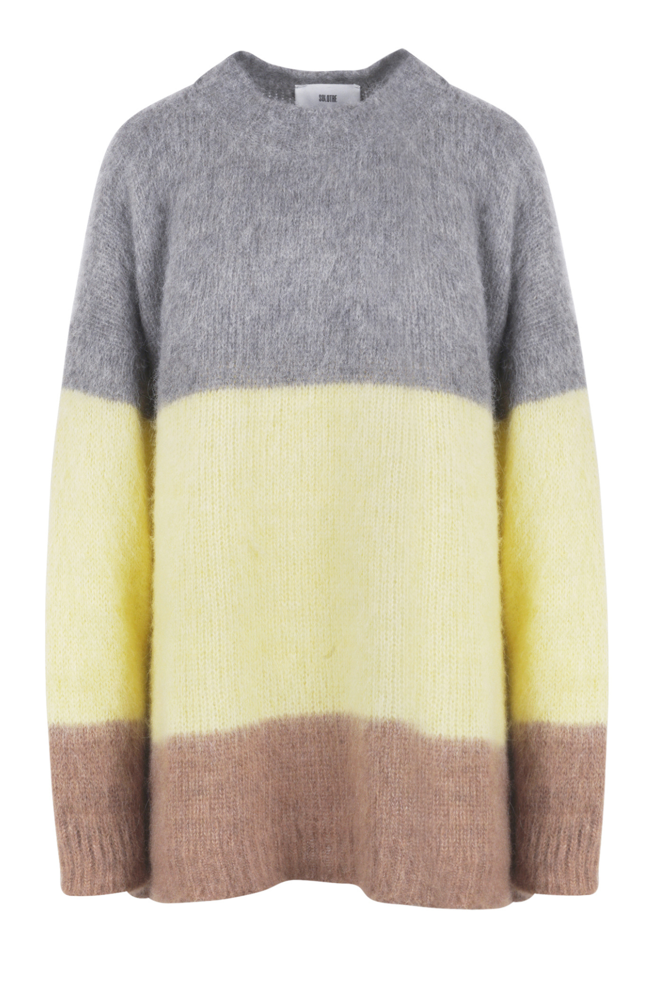 Solotre - Shirt - 460770 - Grey/yellow In Gray