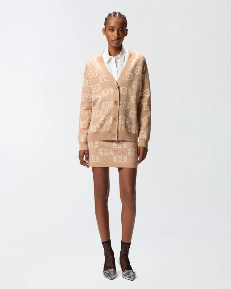 Pinko Half Breed Cardigan Jacquard I Fw25 In Brown