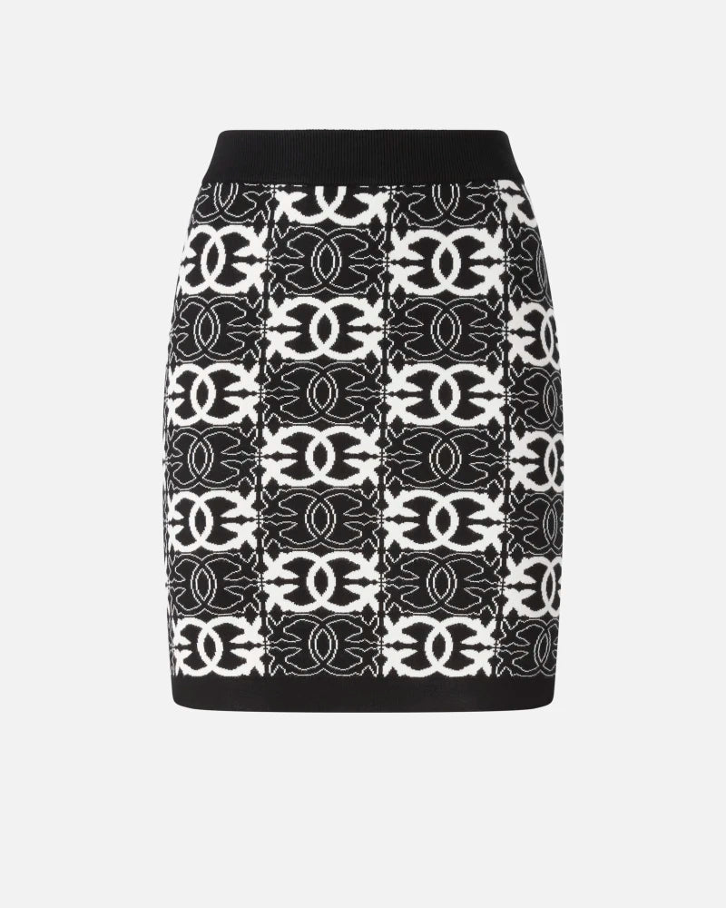 Pinko Elasticated-waistband Logo-patterned Skirt In Black