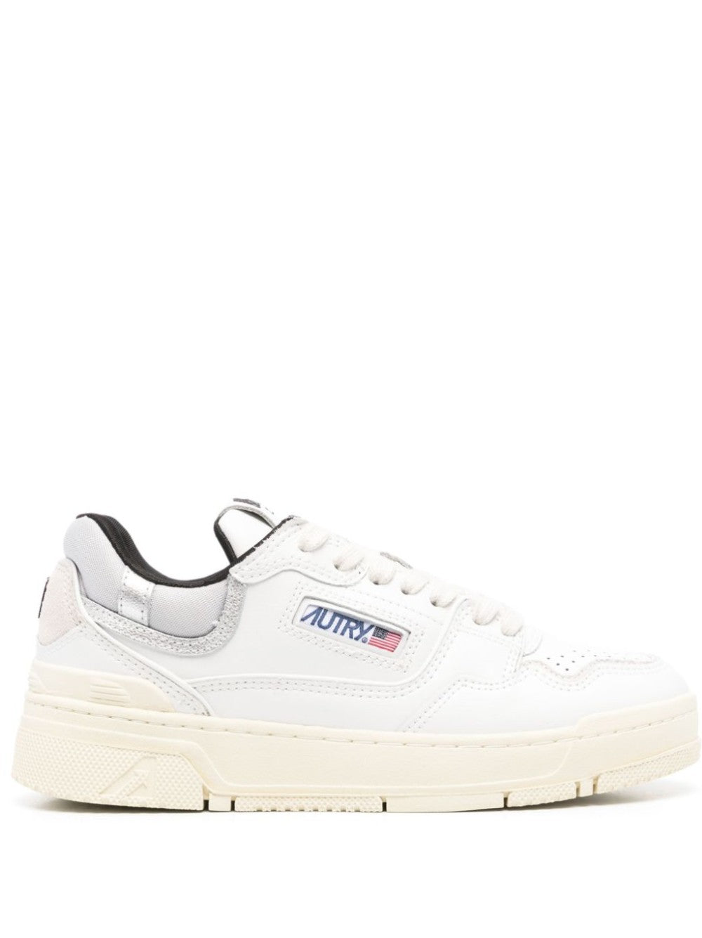 Autry White Leather And Suede Silver Sneakers Clc Low In Neutral