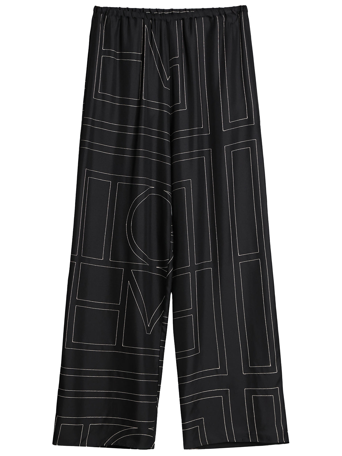 Totême Monogram Silk Pj Bottoms Black In Nero