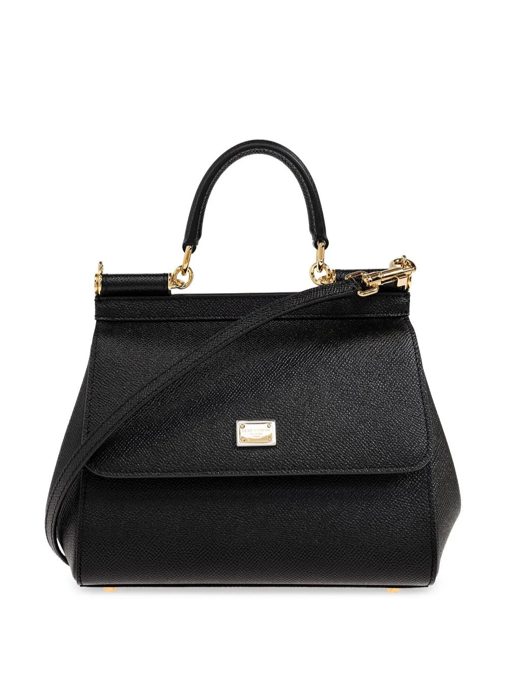 Dolce & Gabbana Sicily Medium Leather Handbag In Black