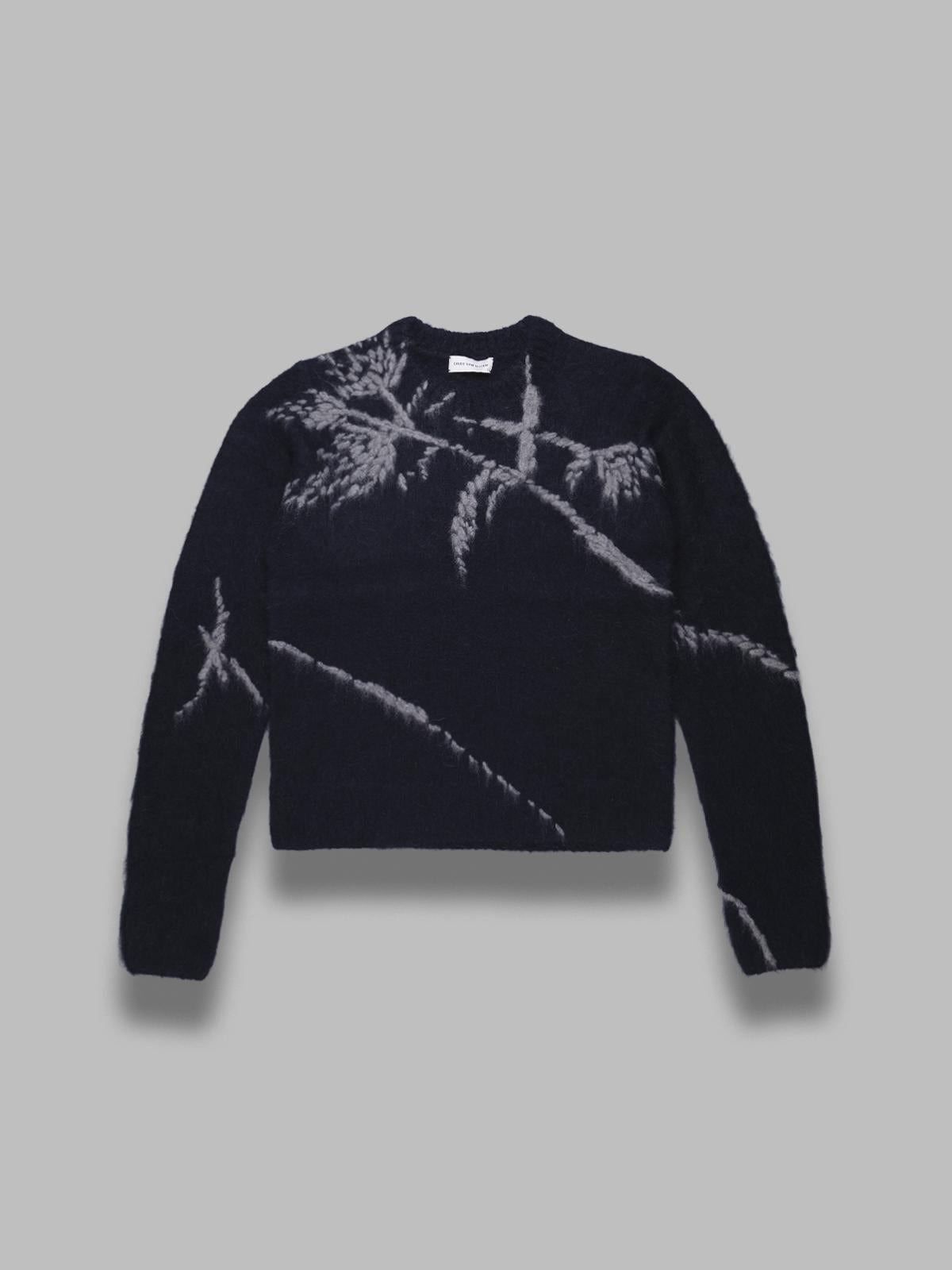 Dries Van Noten Mouche Crew Neck Knite With Motif Knitwear Blue In Blue