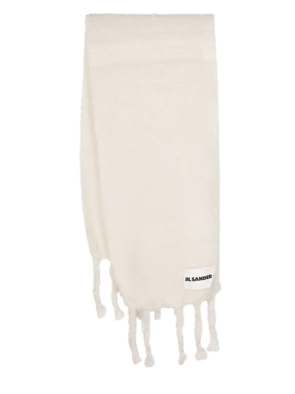 Jil Sander Logo-patch Chunky-knit Scarf In White