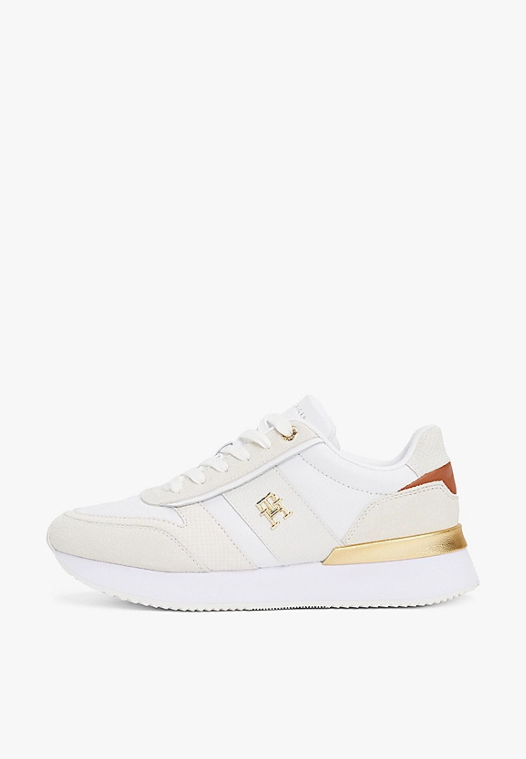 Tommy Hilfiger Logo-embroidered Sneakers In Beige Chiari E Naturali