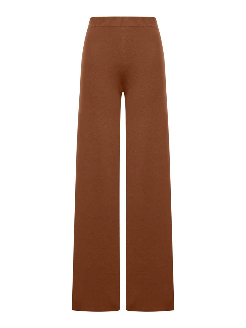 Max Mara Wide-leg High-rise Trousers Seam Detail In Brown