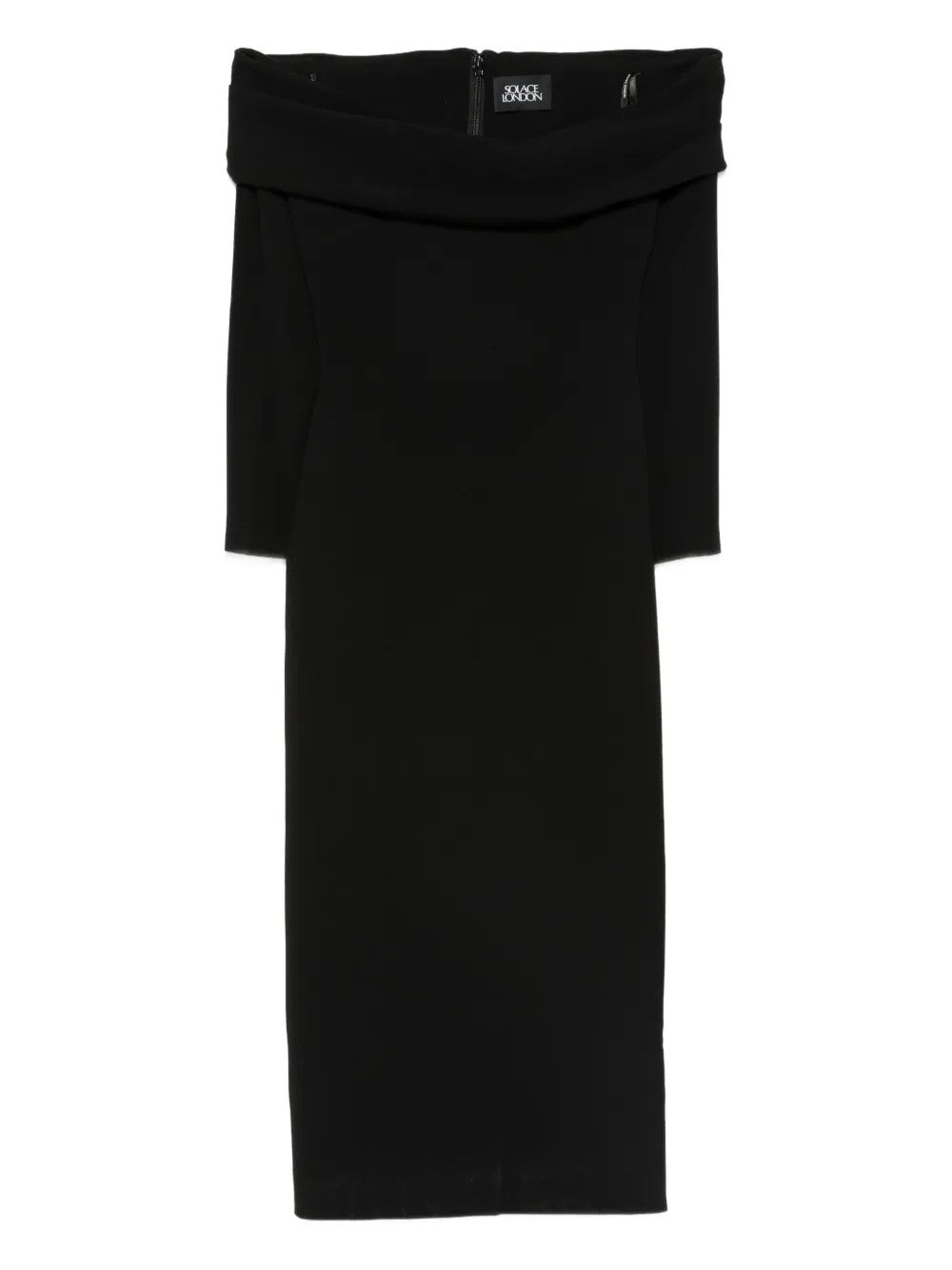 Solace London The Yuni Off-shoulder Midi Dress In Black
