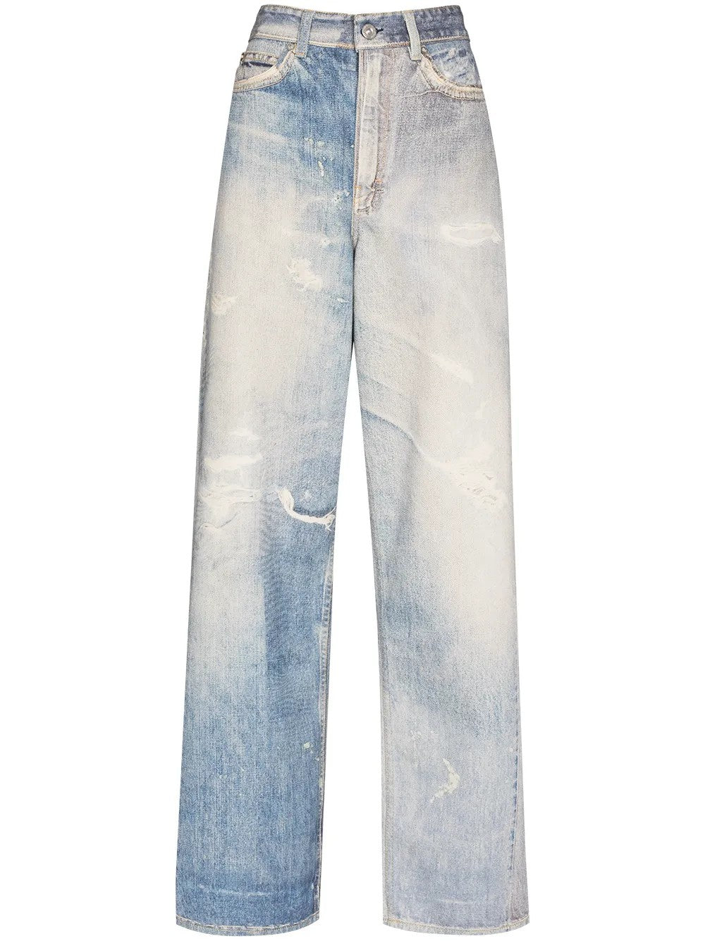 Our Legacy High Waist Boyfriend Jeans With Distressed Finish In Multi
